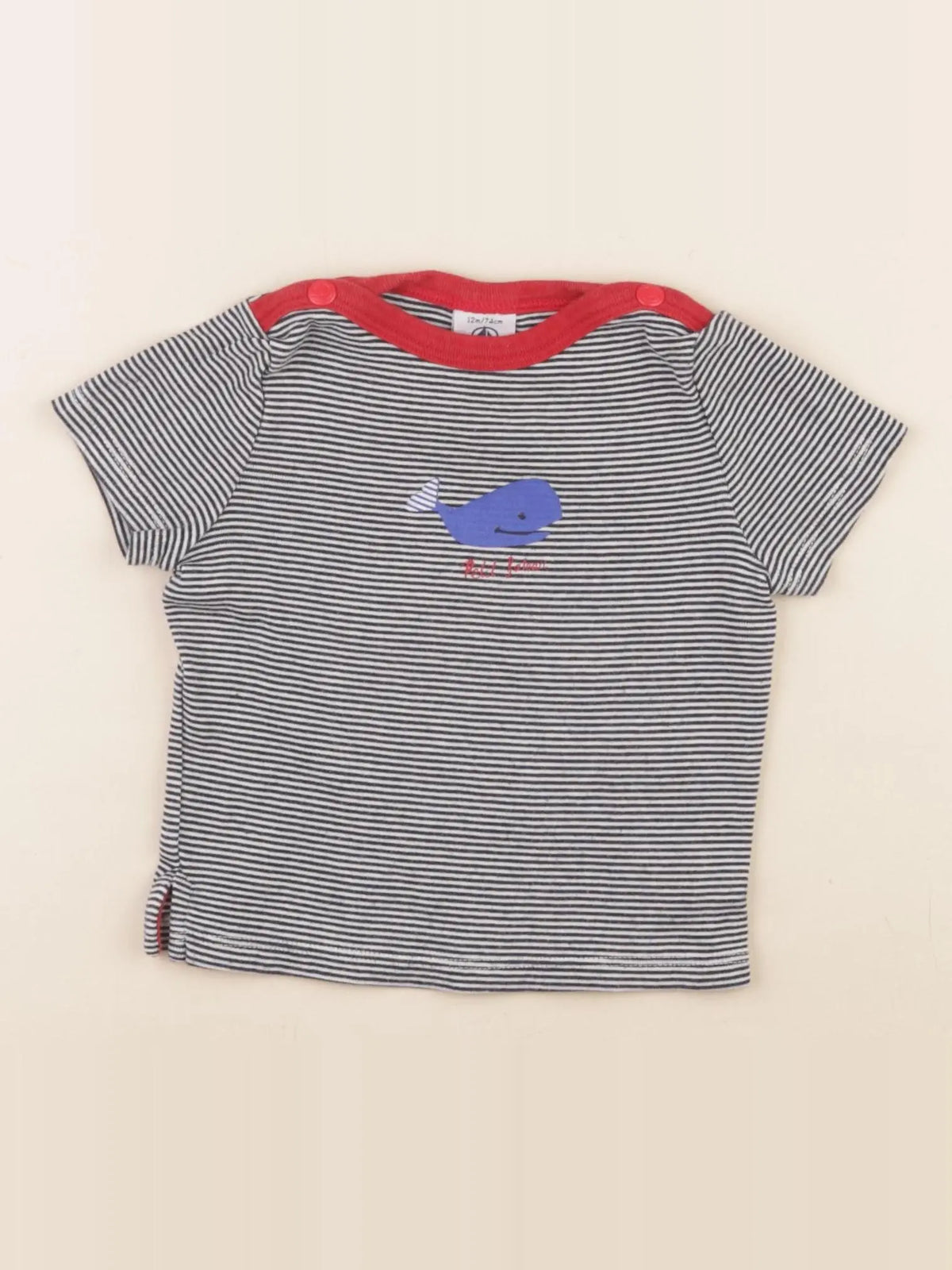 Petit Bateau - tee-shirt bleu - 12 mois