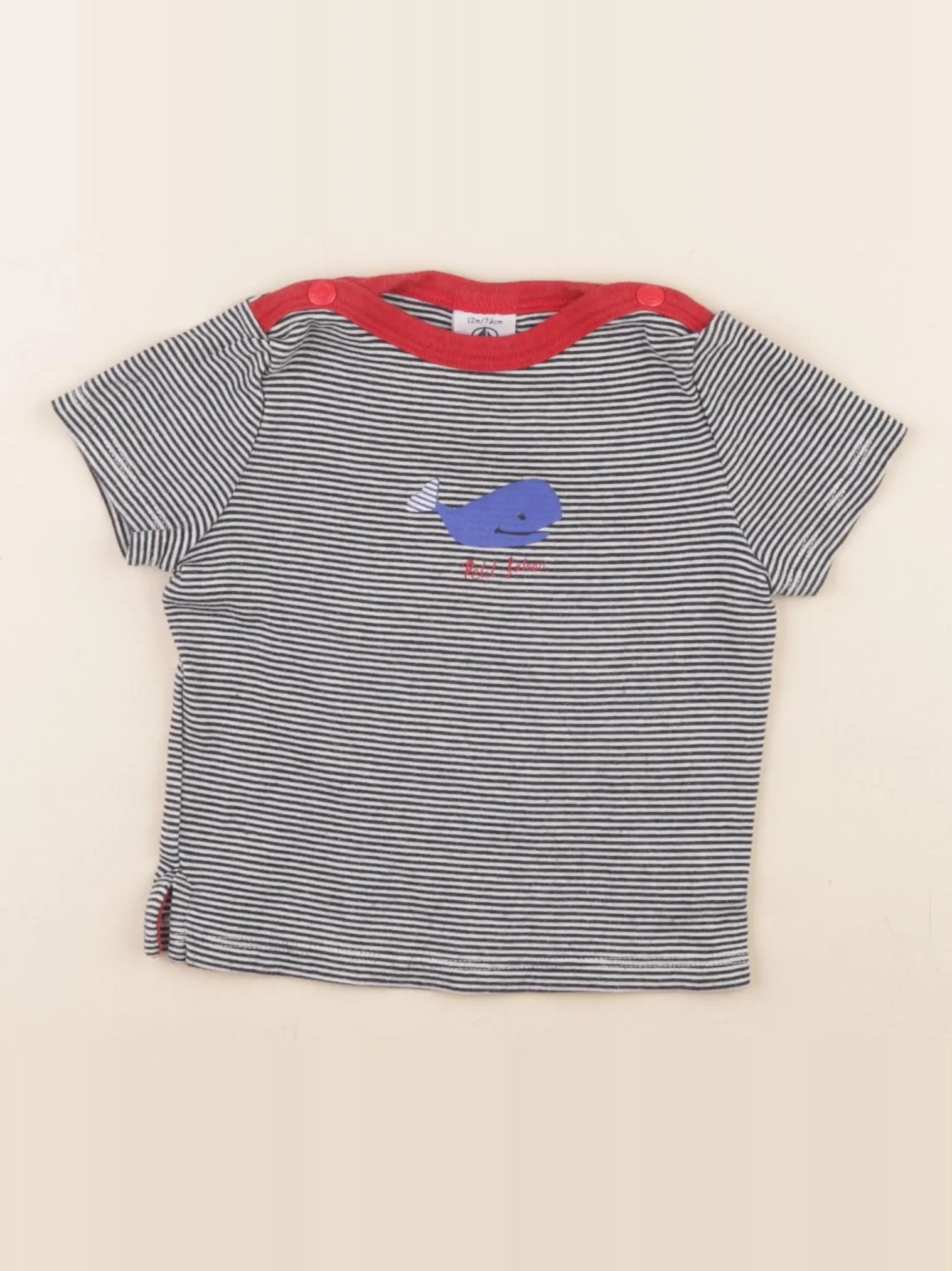 Petit Bateau - tee-shirt bleu - 12 mois