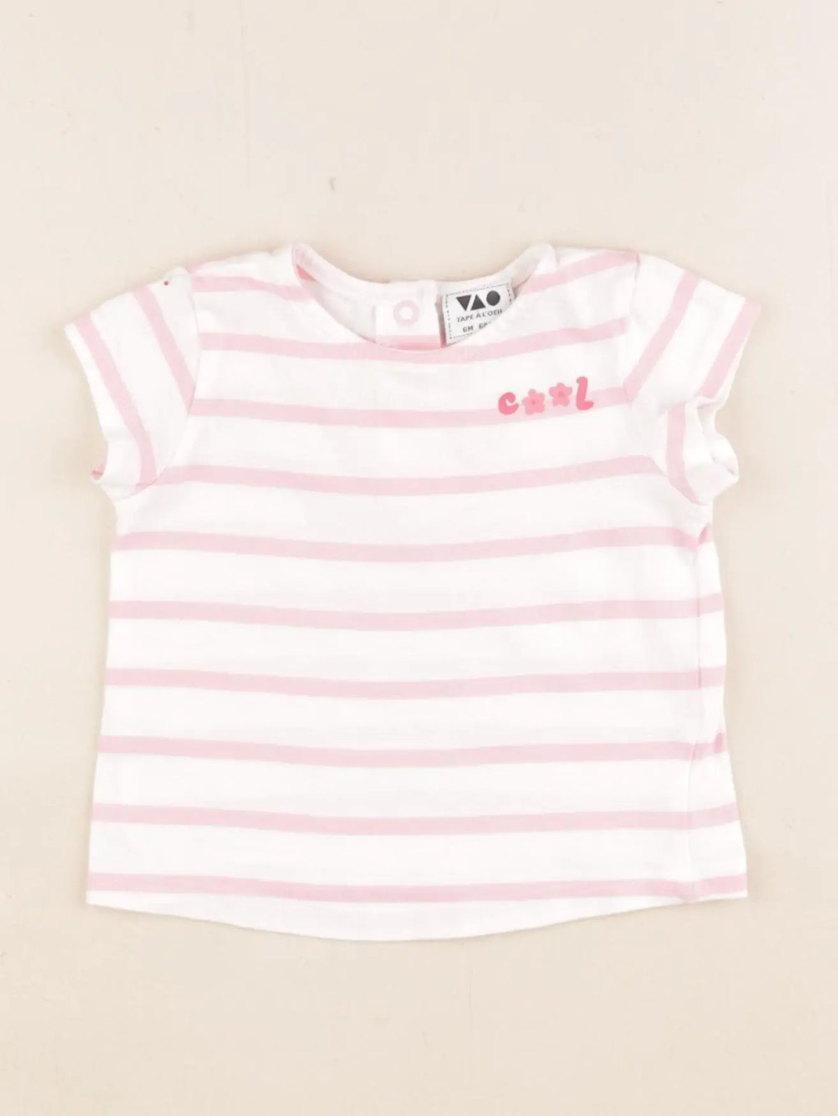 Tape à l'oeil - tee-shirt blanc, rose - 6 mois