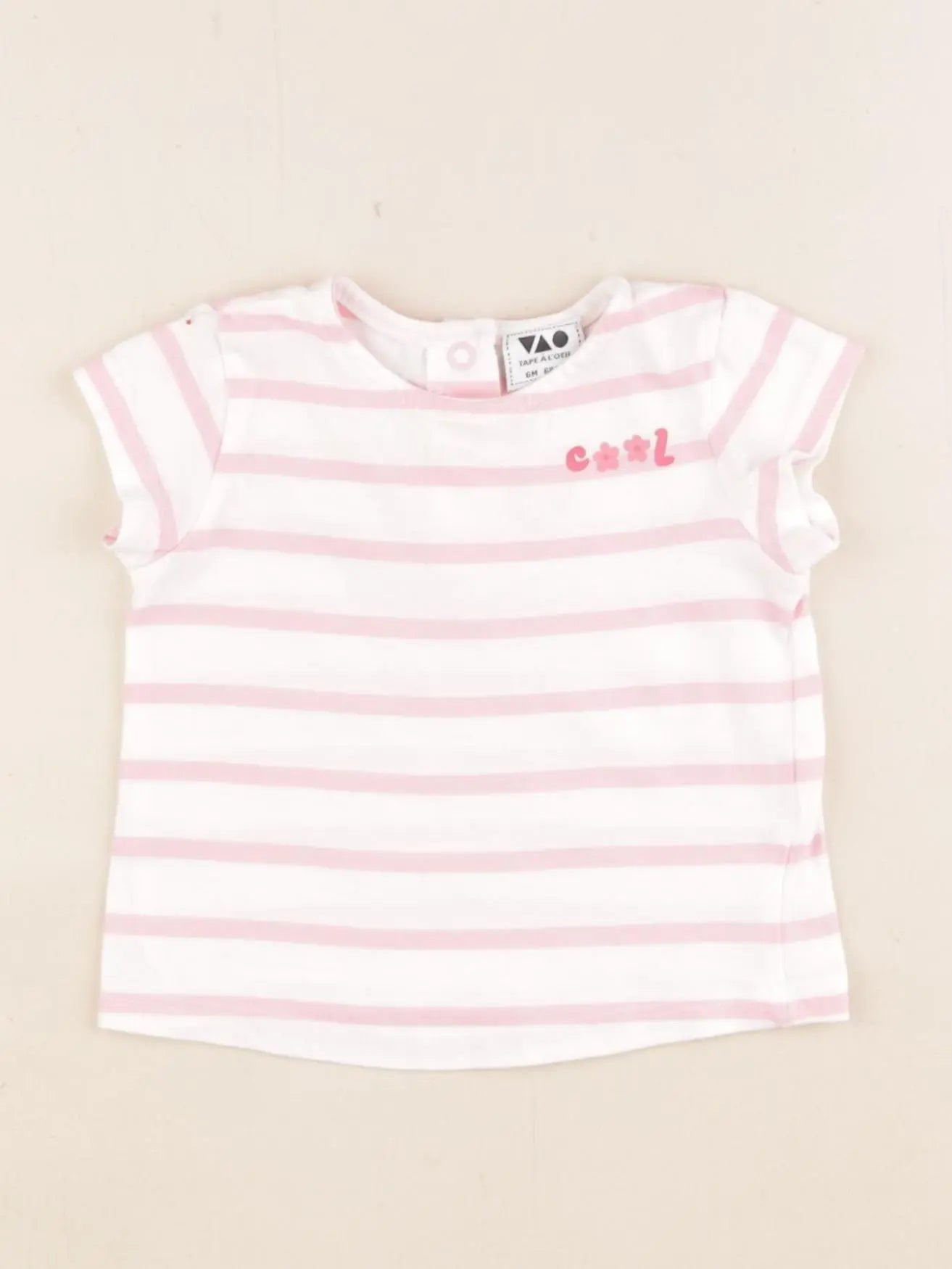 Tape à l'oeil - tee-shirt blanc, rose - 6 mois