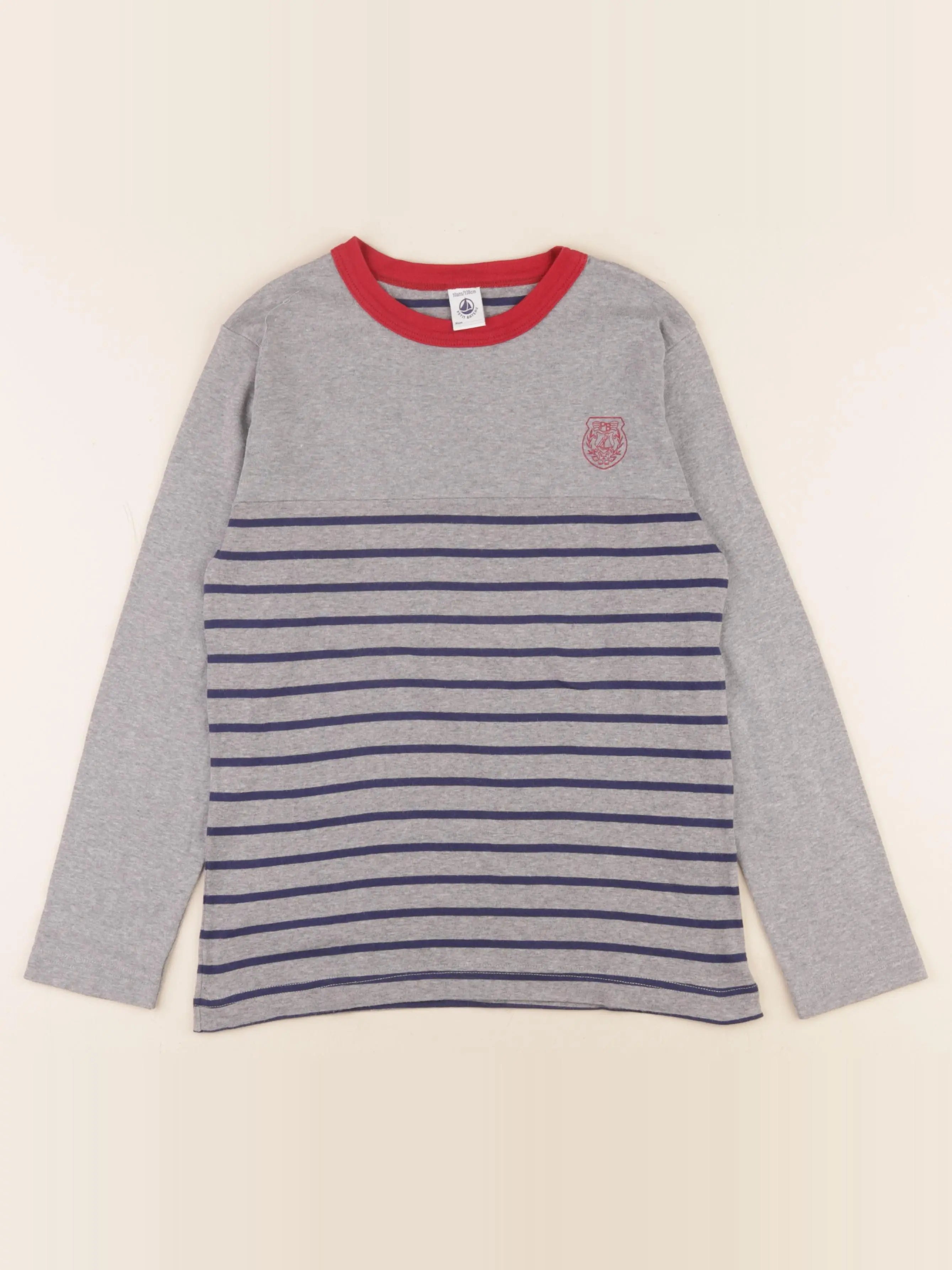 Petit Bateau - tee-shirt gris - 10 ans