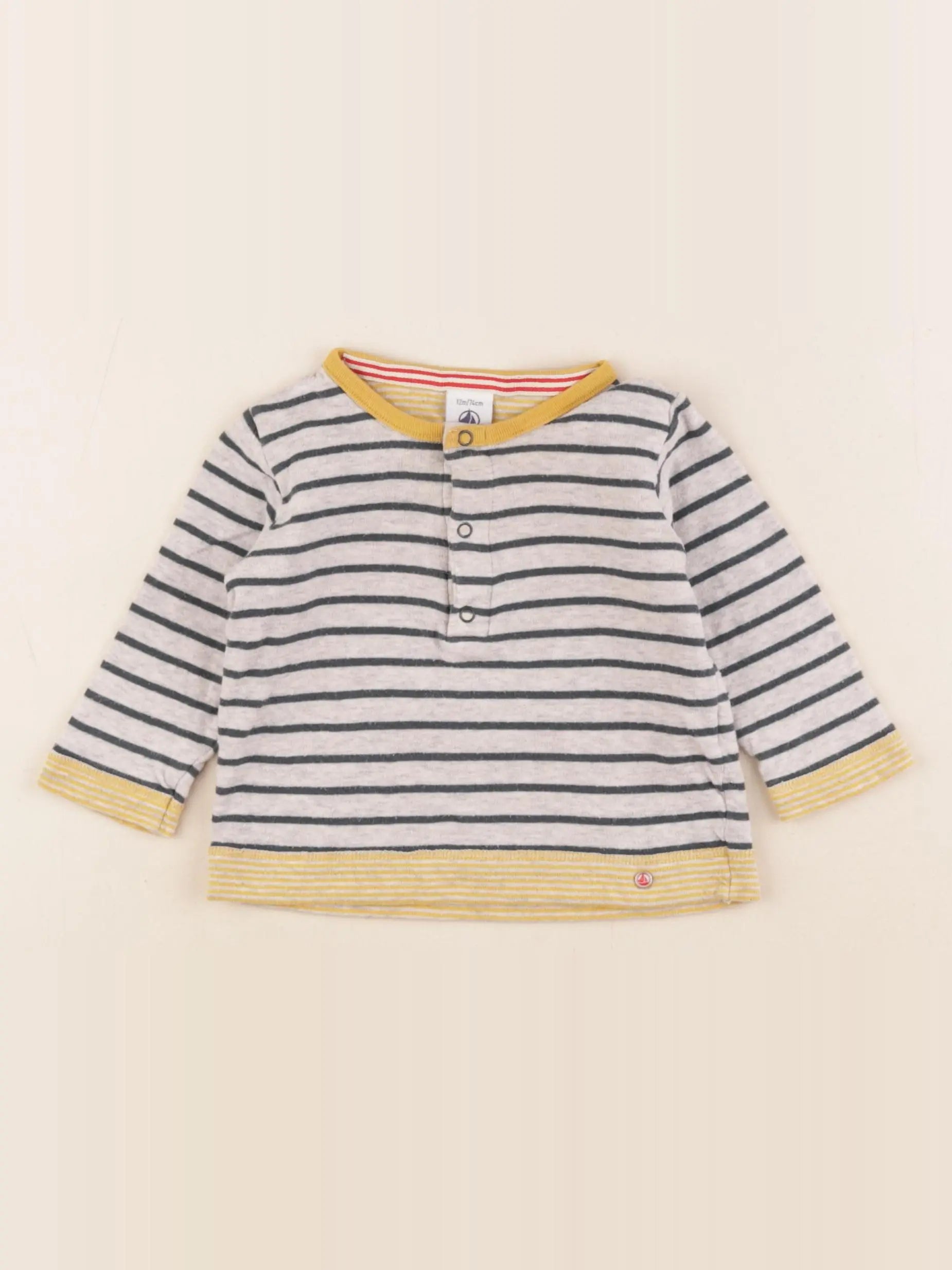 Petit Bateau - tee-shirt gris - 12 mois