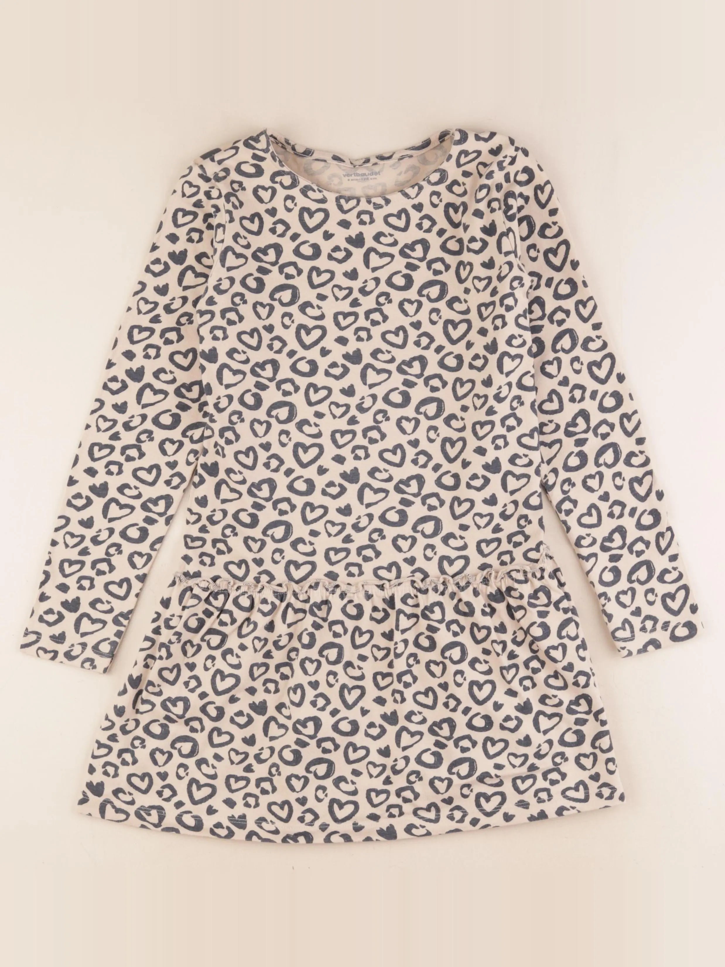 Vertbaudet - robe bleu, beige - 8 ans