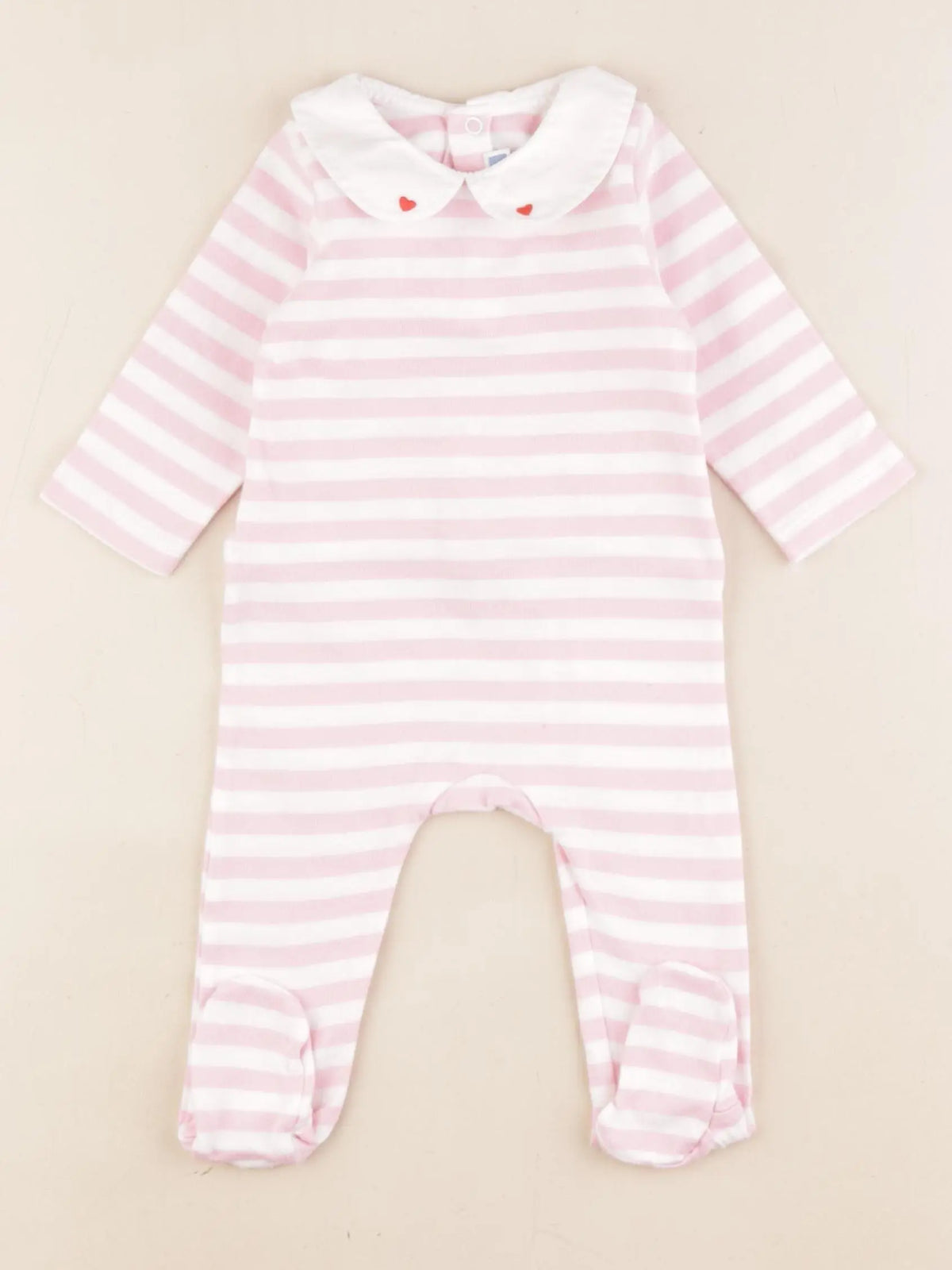 Jacadi - pyjama coton blanc, rose - 6 mois