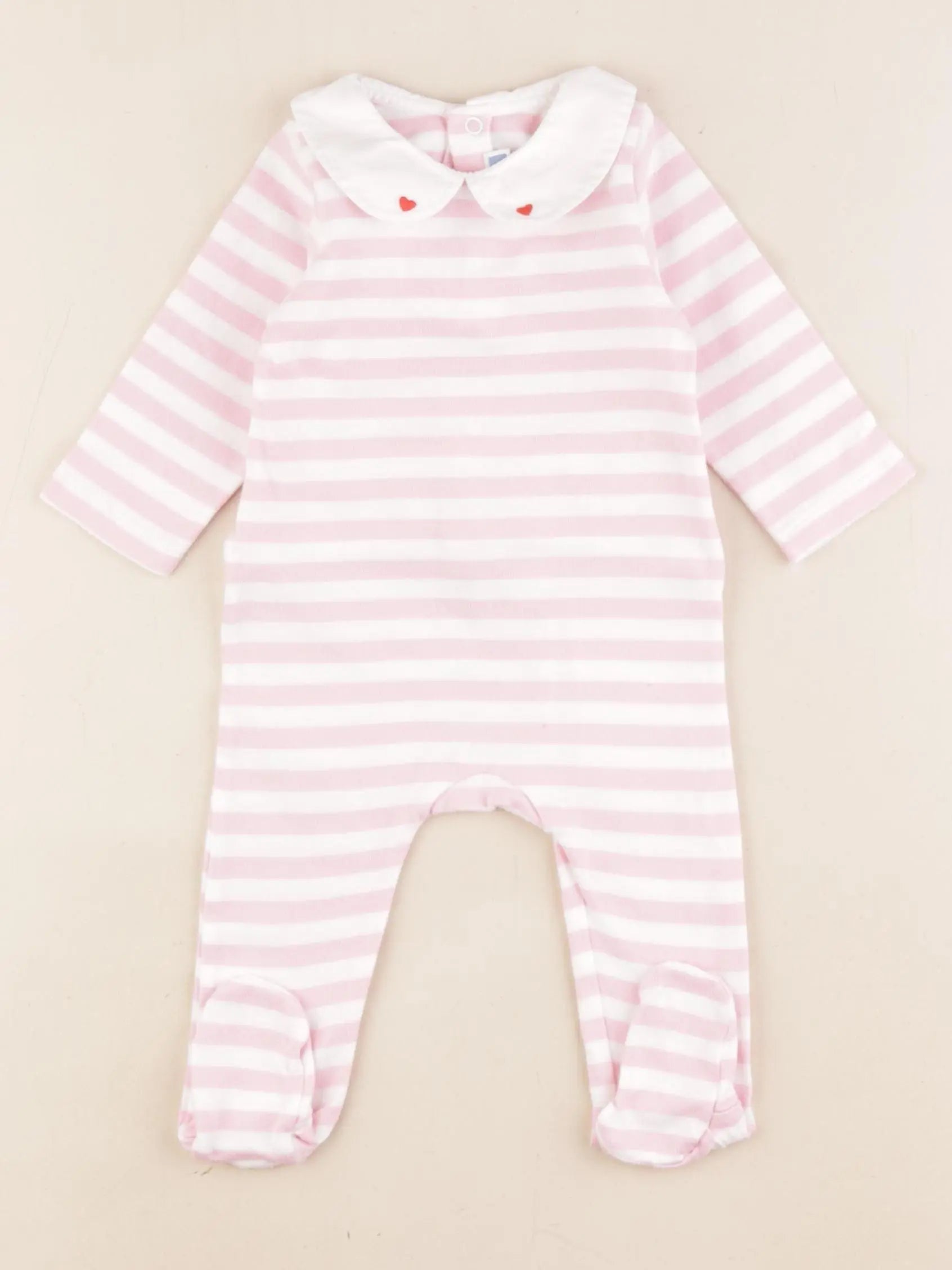 Jacadi - pyjama coton blanc, rose - 6 mois