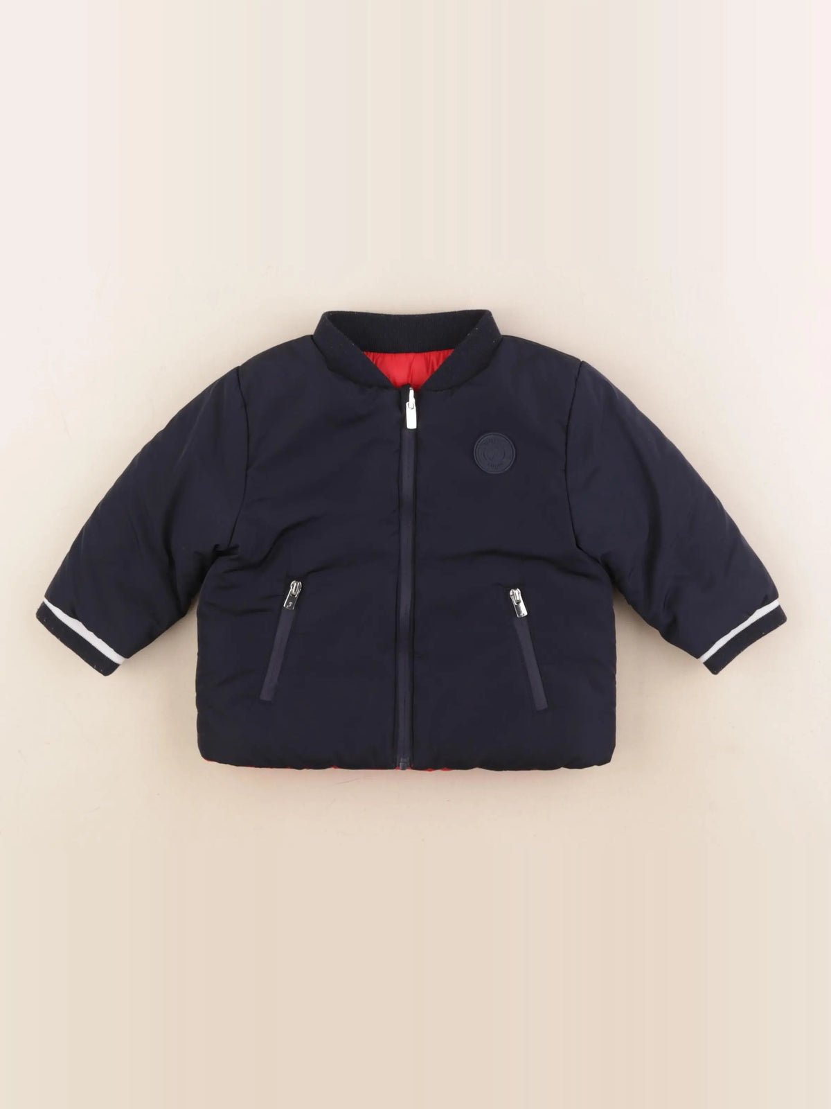 Jacadi - veste doublé, réversible bleu, rouge - 12 mois