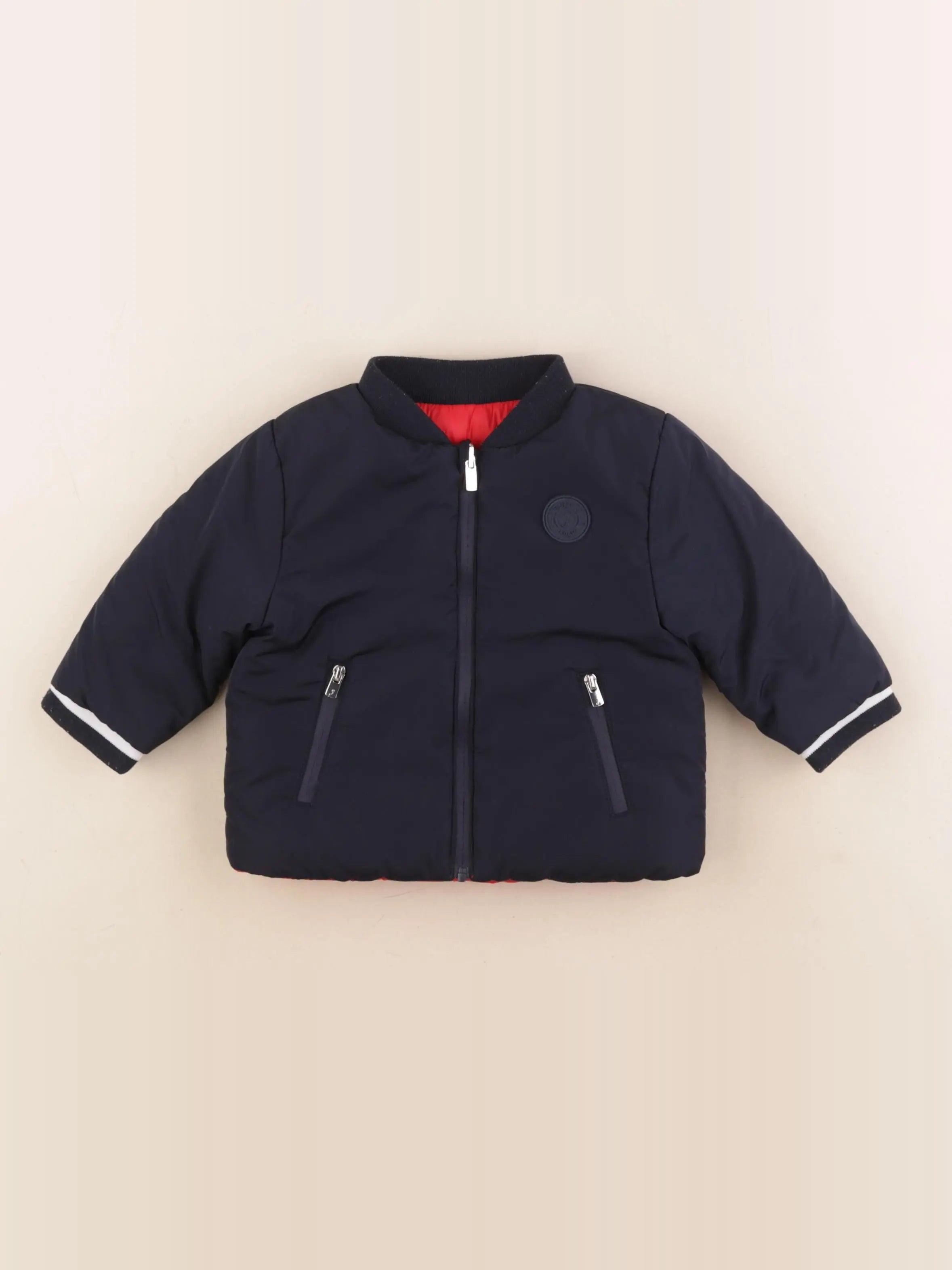 Jacadi - veste doublé, réversible bleu, rouge - 12 mois
