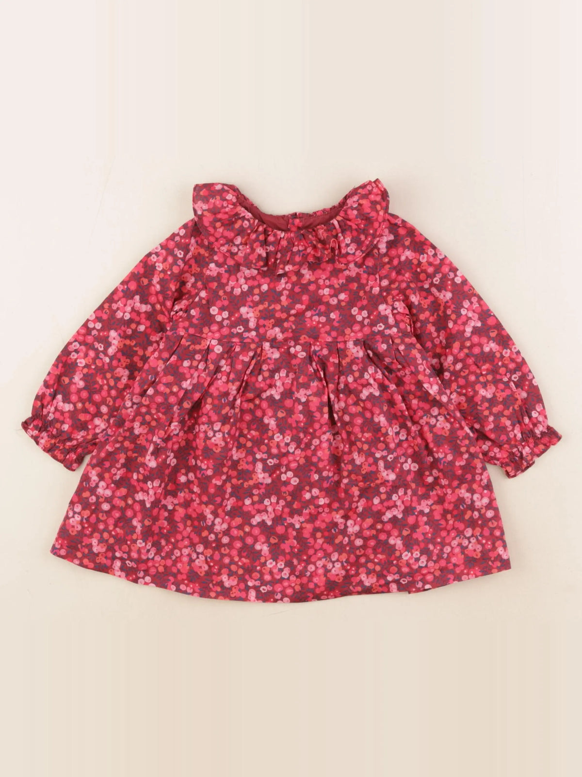 Jacadi - robe liberty rouge, rose - 12 mois