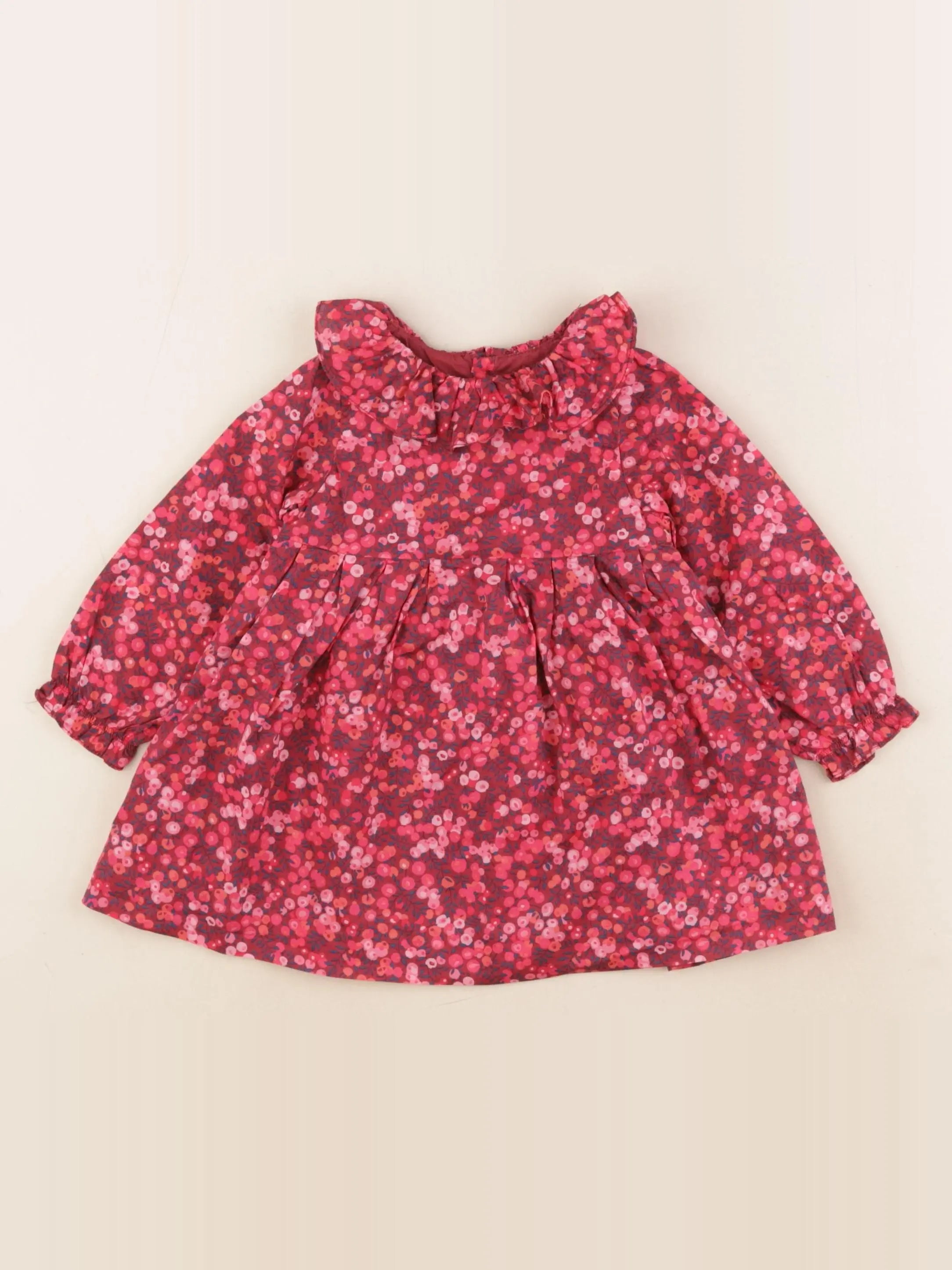 Jacadi - robe liberty rouge, rose - 12 mois