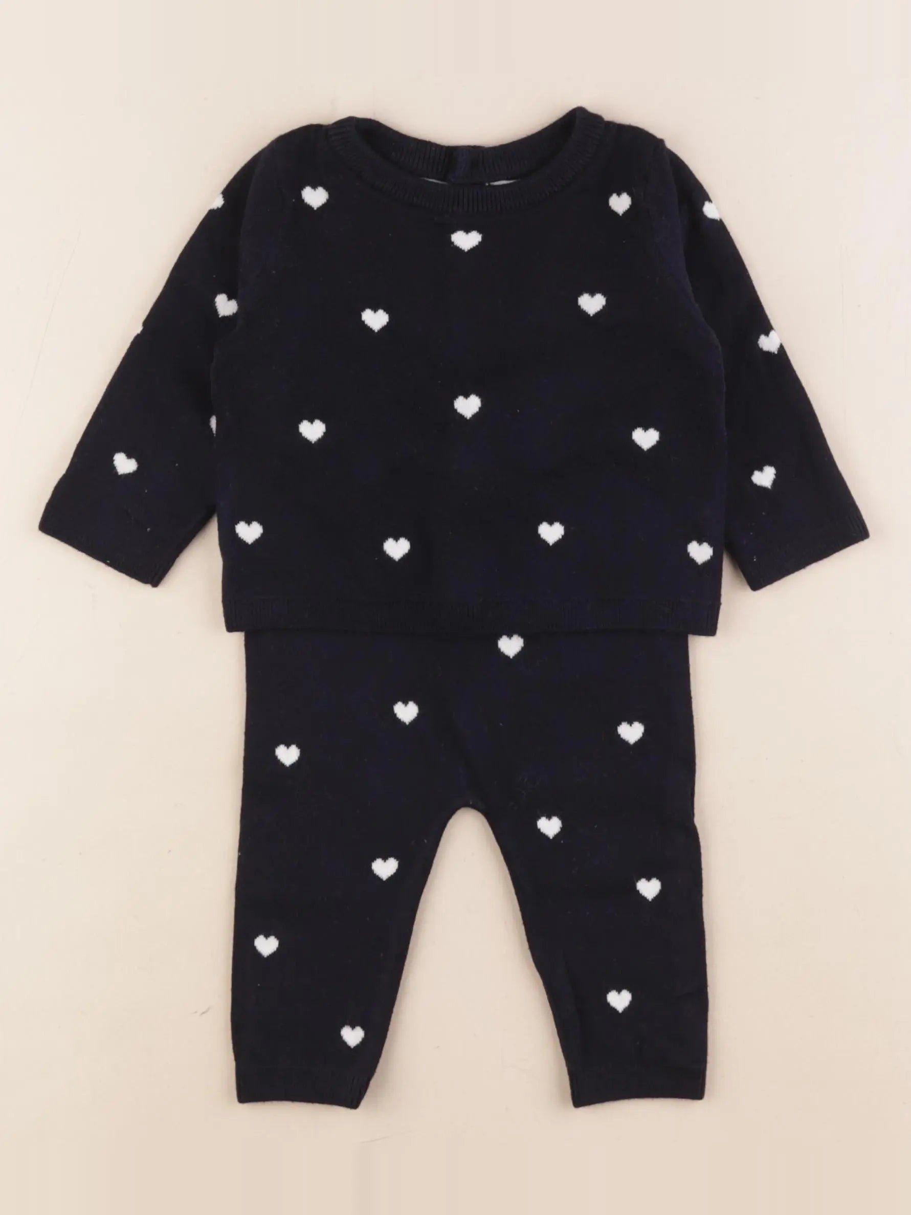 Jacadi - ensemble bleu, blanc - 6 mois