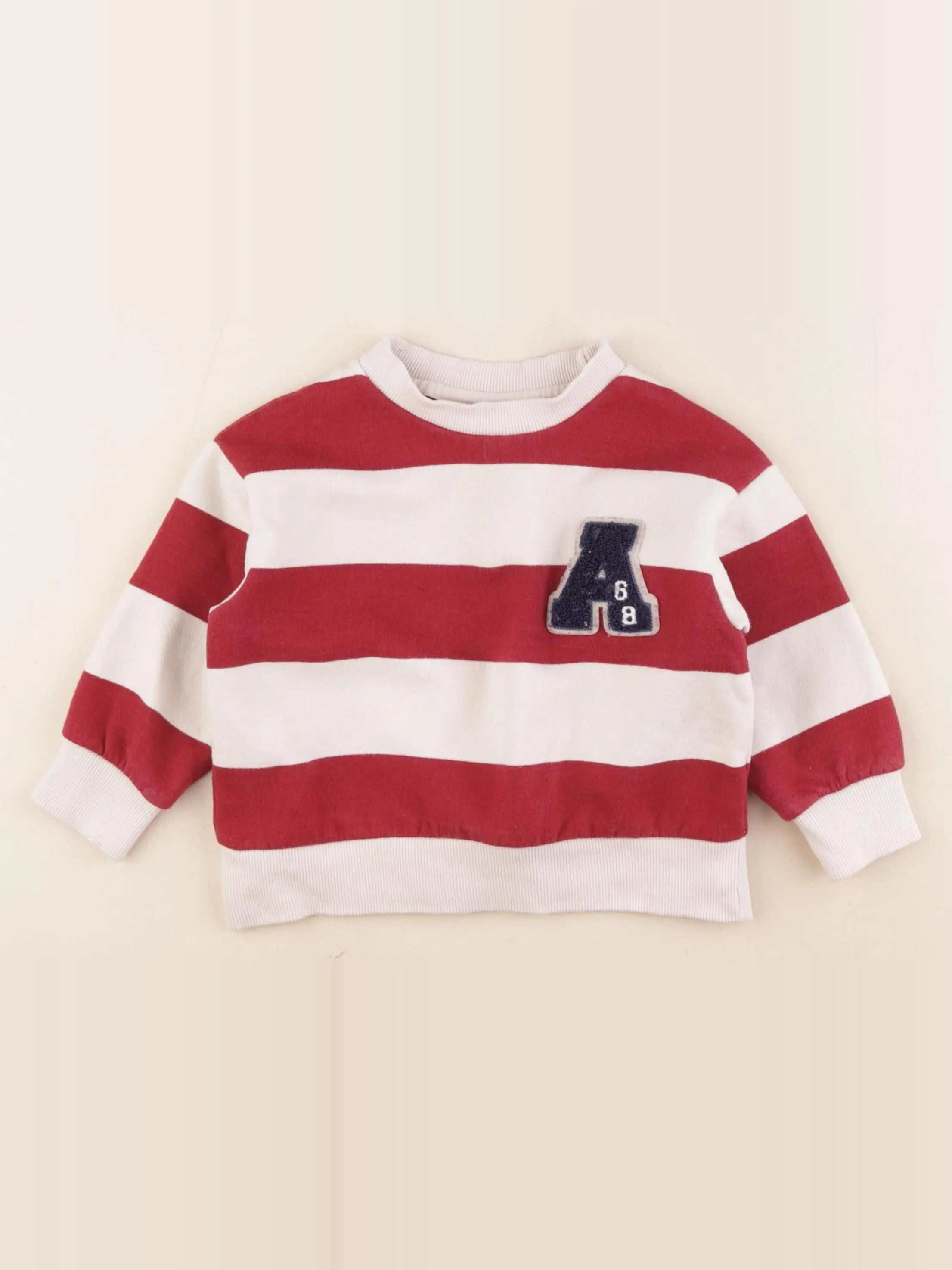 Vertbaudet - sweat rouge, blanc - 3 ans