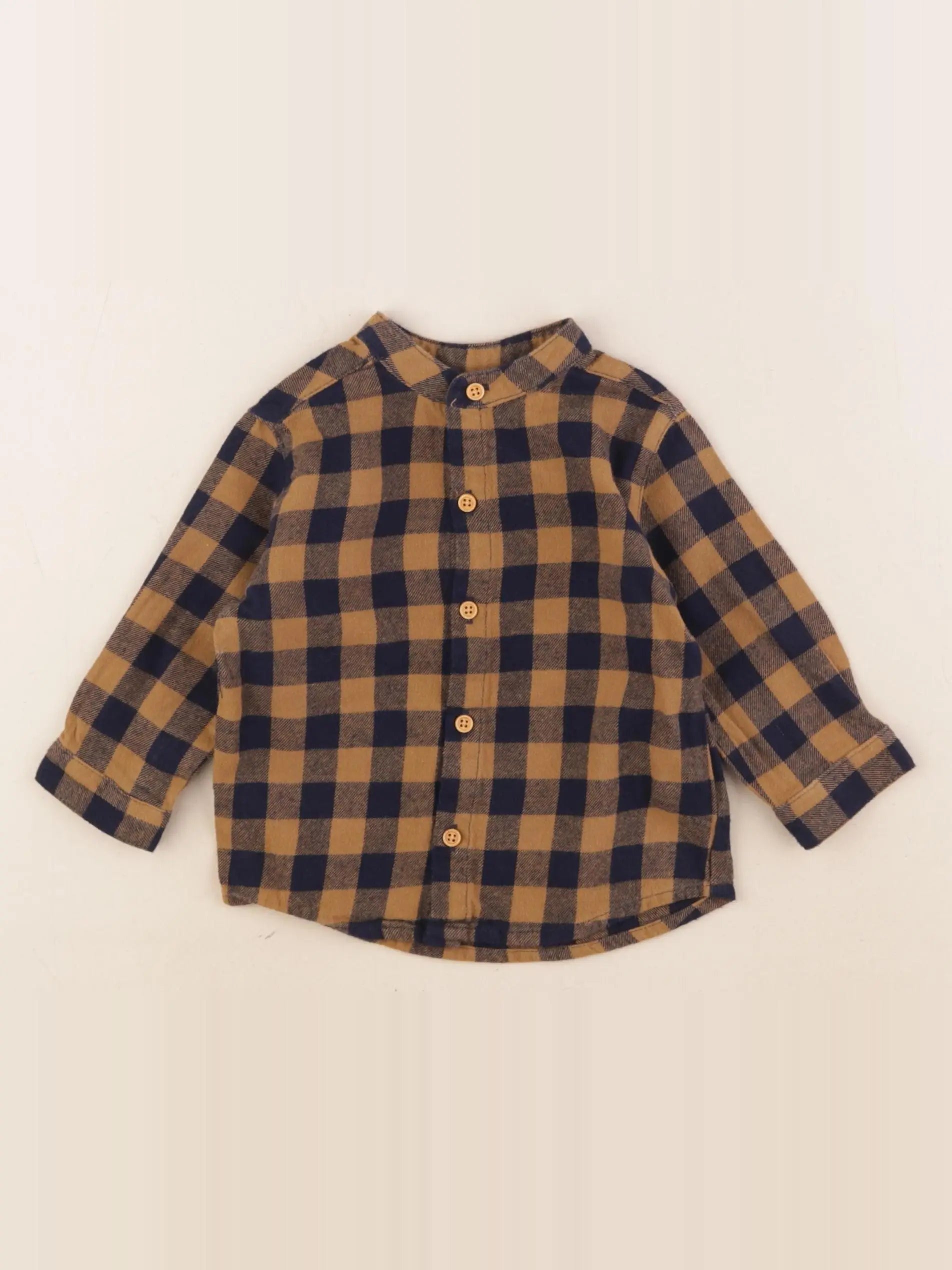 Boutchou - chemise marron, bleu - 6 mois