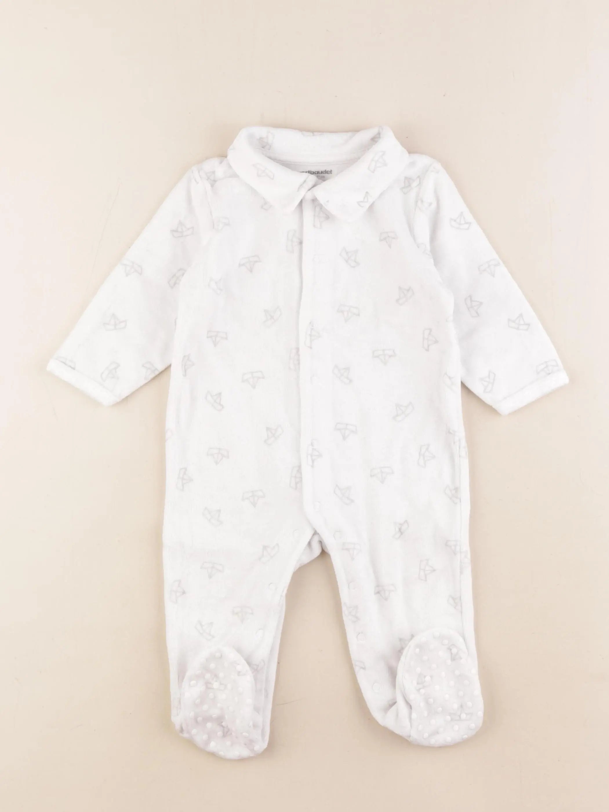 Vertbaudet - pyjama velours blanc - 9 mois