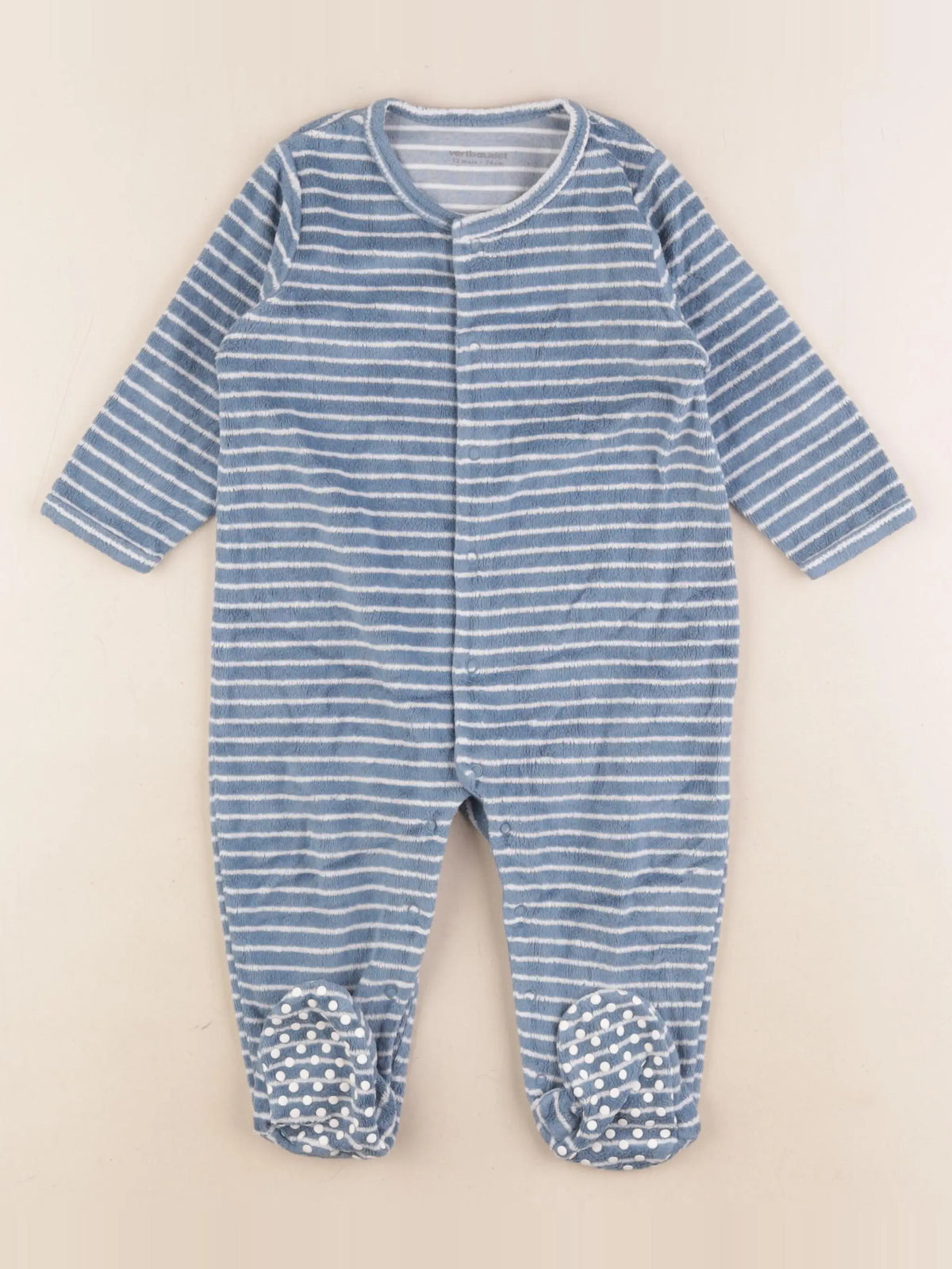 Vertbaudet - pyjama velours bleu - 12 mois