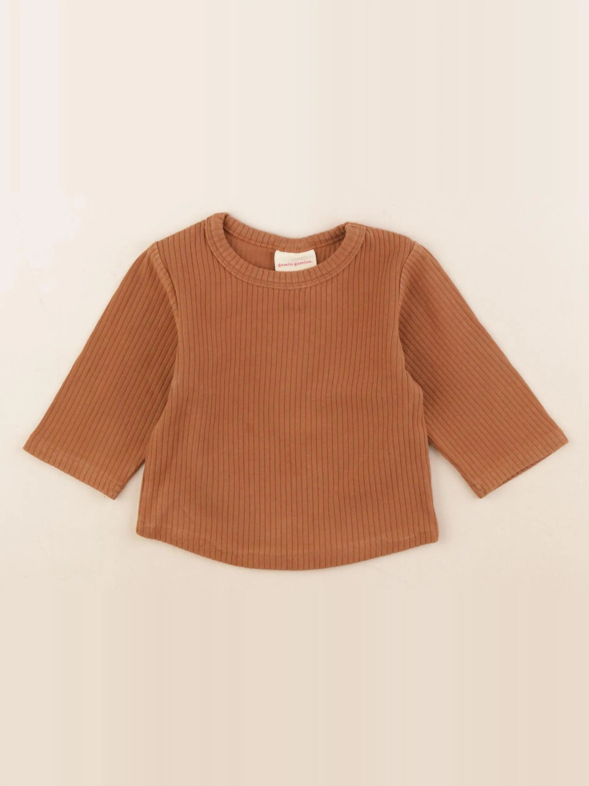 Gamin gamine - tee-shirt marron - 3/6 mois