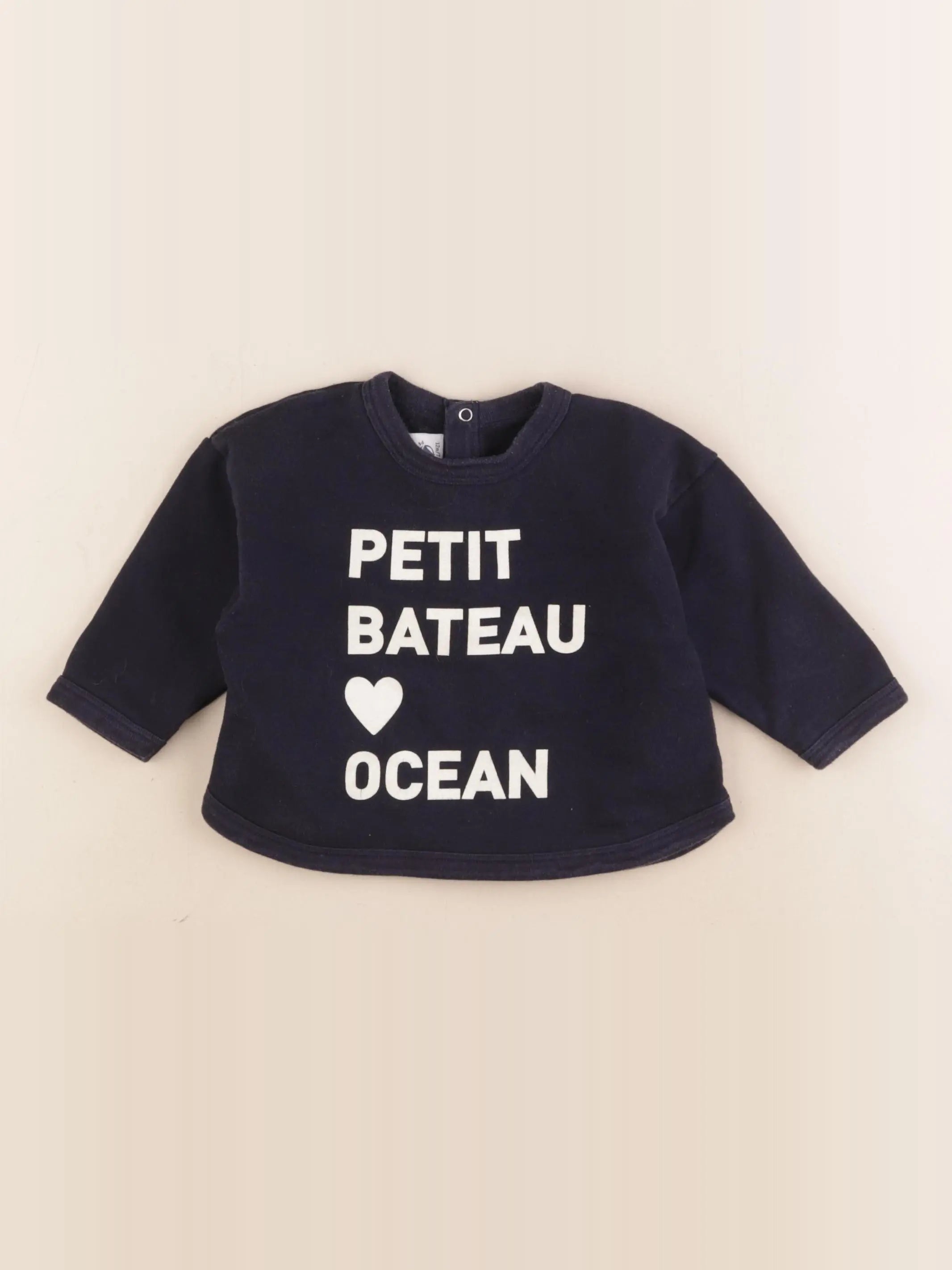 Petit Bateau - sweat bleu - 12 mois