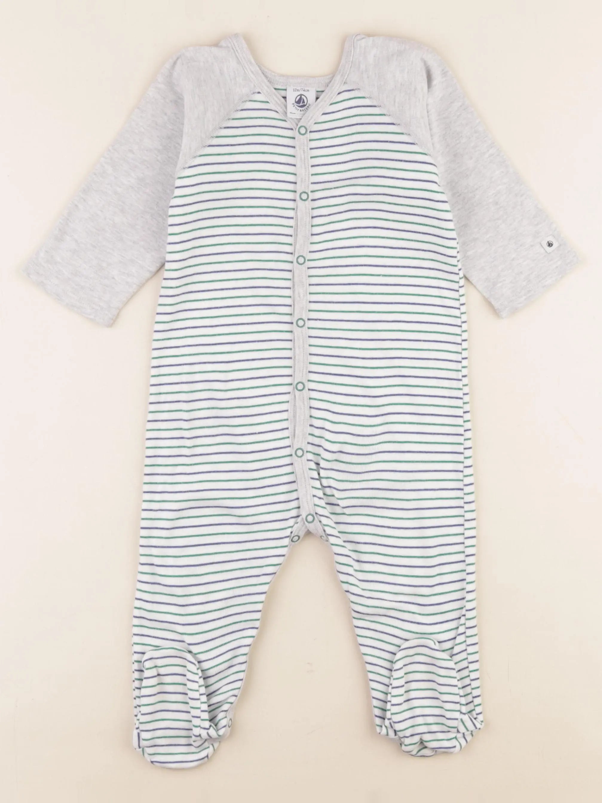 Petit Bateau - pyjama coton gris - 12 mois