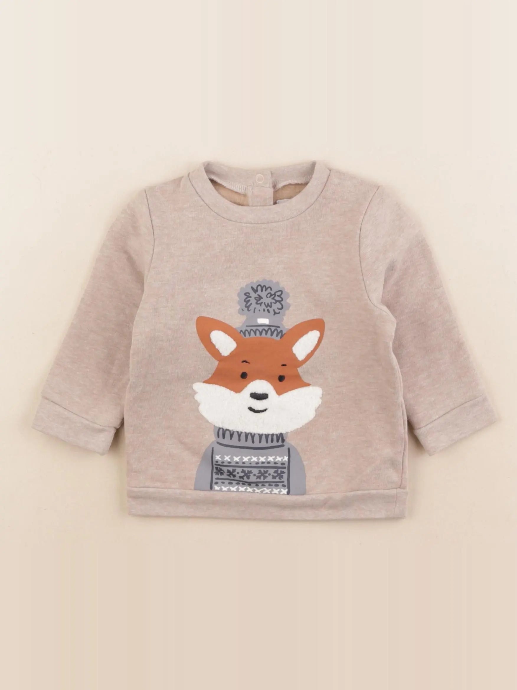 Vertbaudet - sweat beige - 6 mois