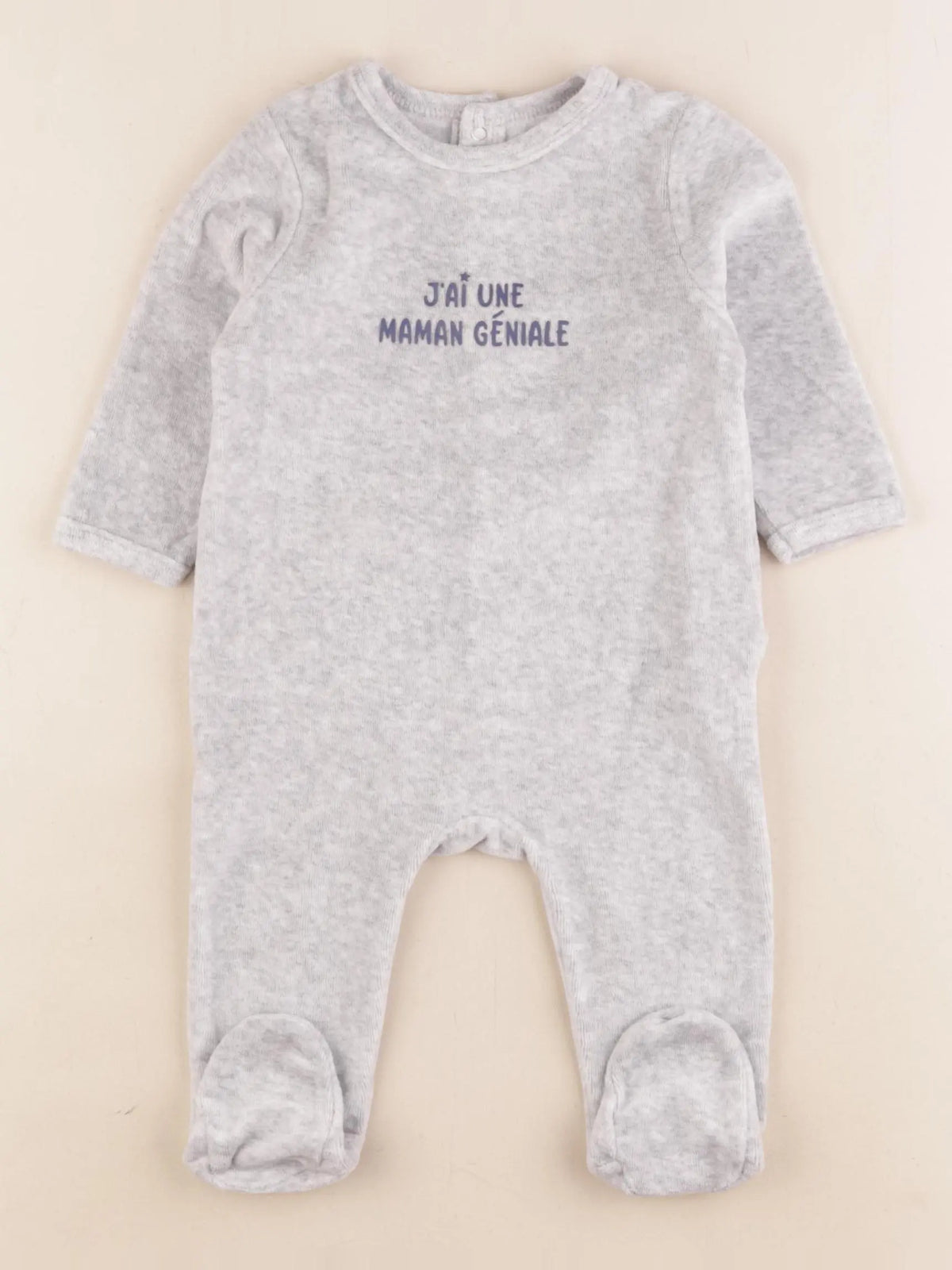 Vertbaudet - pyjama velours gris - 6 mois