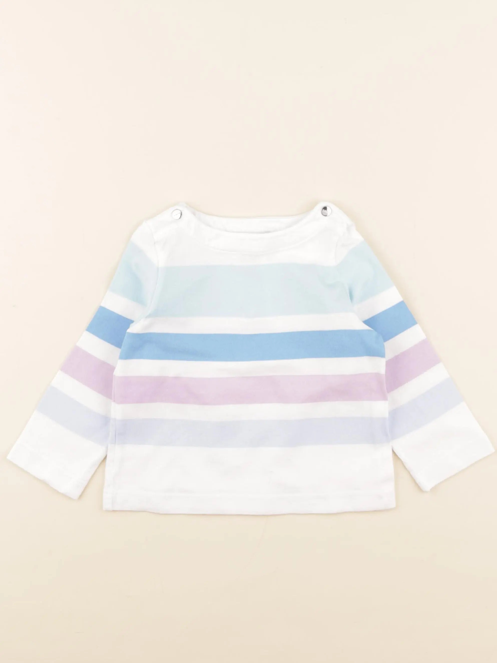 Jacadi - tee-shirt blanc, bleu, violet - 12 mois