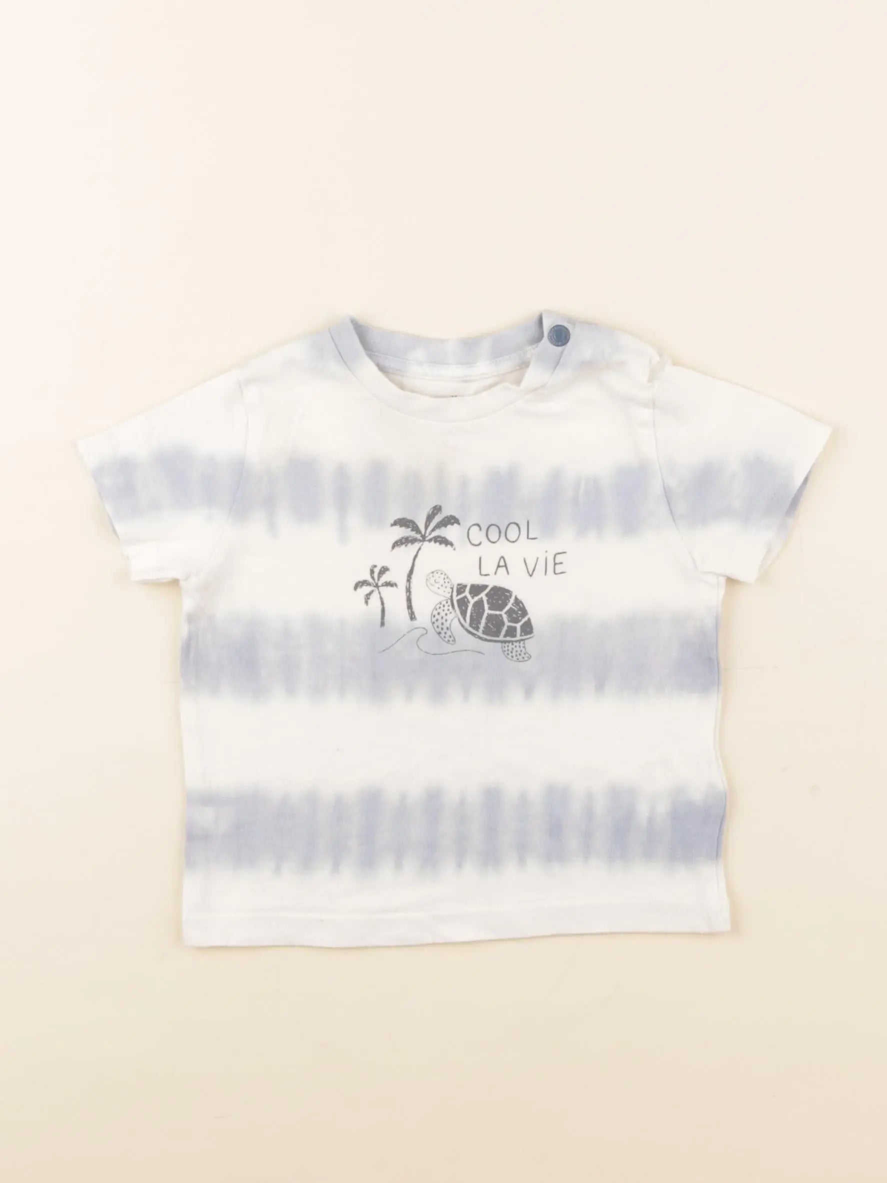 Vertbaudet - tee-shirt blanc, bleu - 9 mois