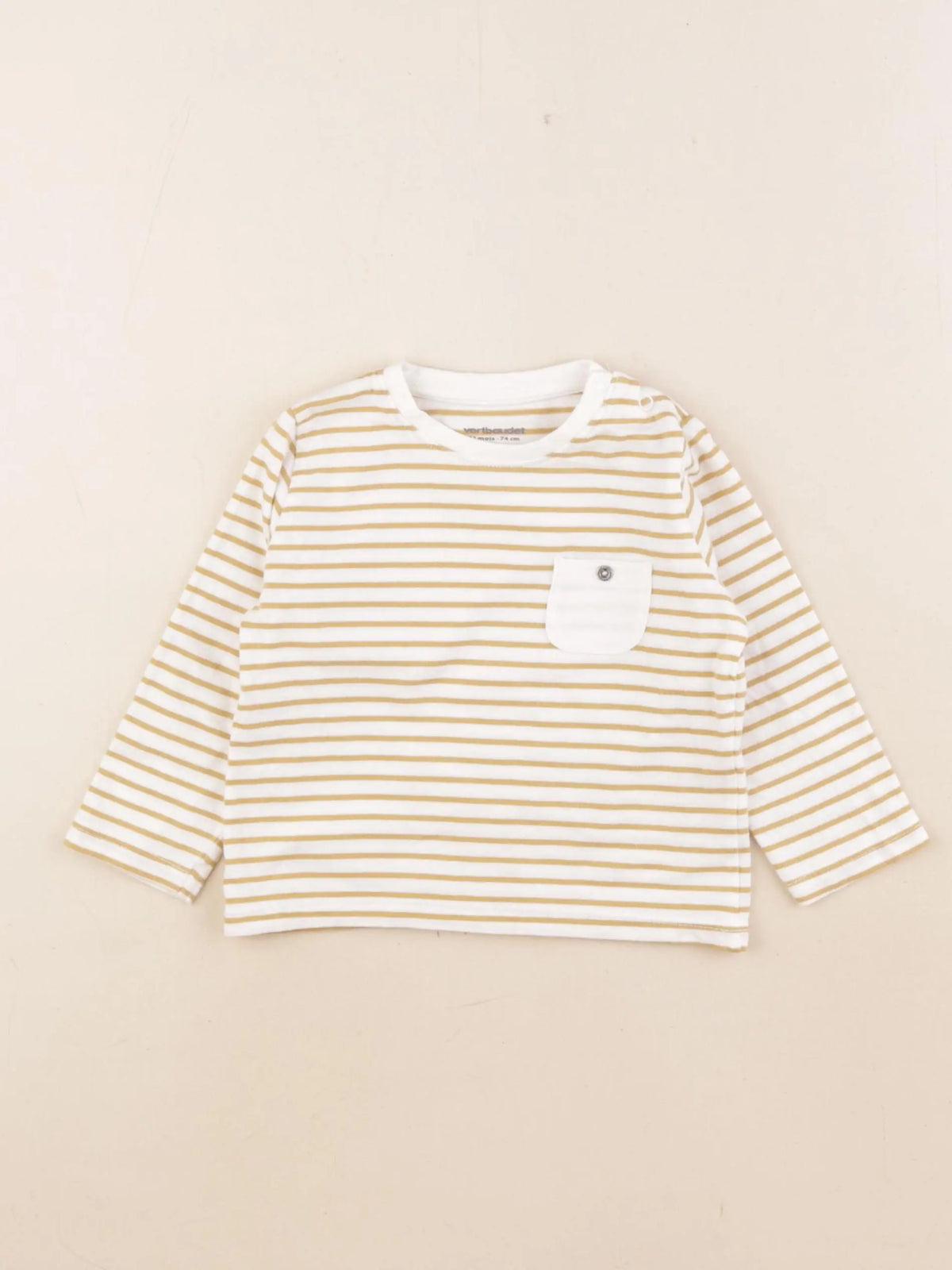 Vertbaudet - tee-shirt jaune, blanc - 12 mois