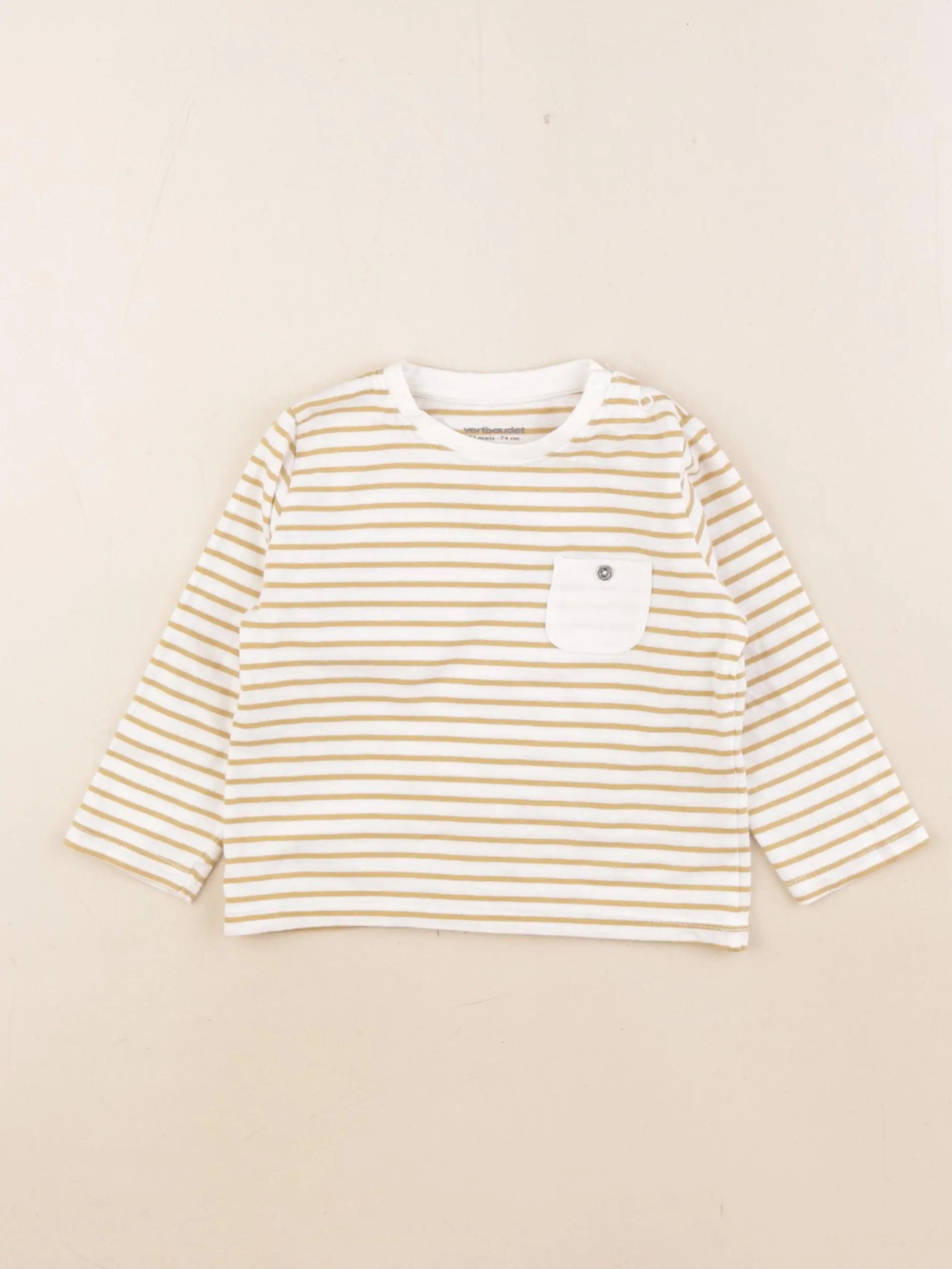 Vertbaudet - tee-shirt jaune, blanc - 12 mois