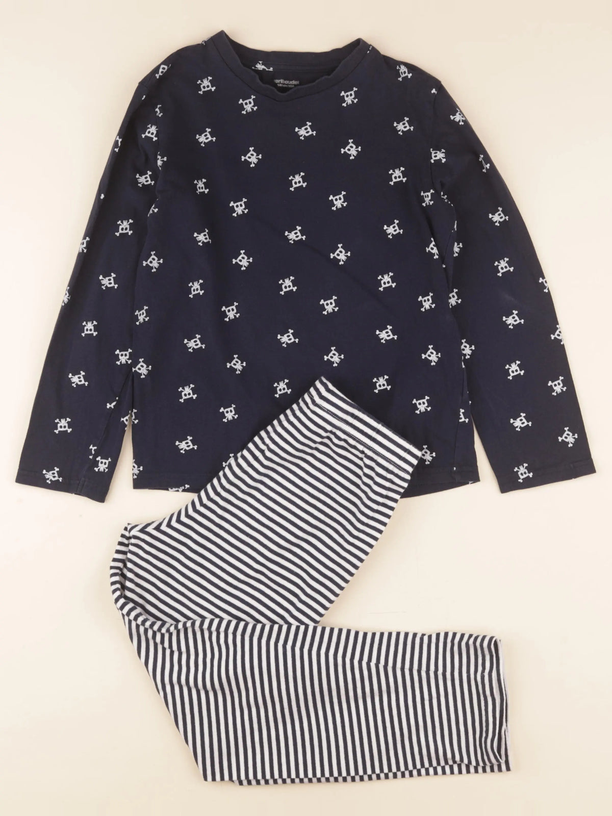 Vertbaudet - pyjama coton bleu, gris - 10 ans