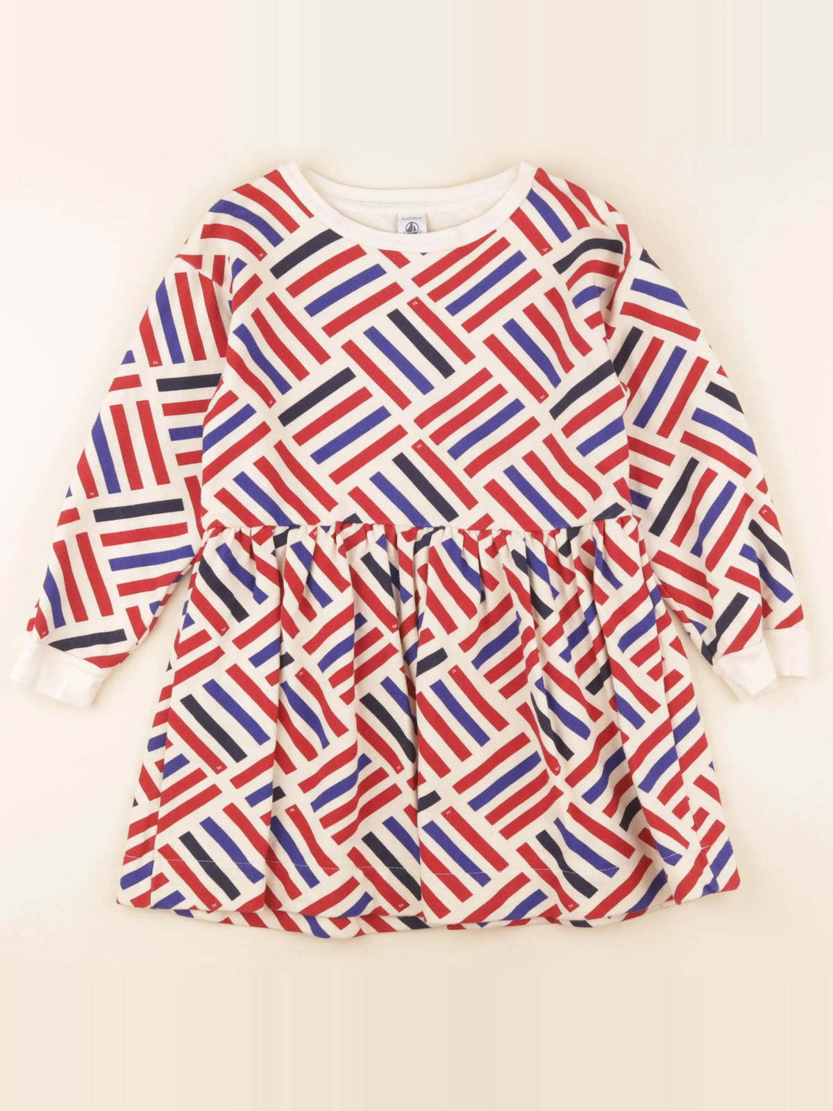 Petit Bateau - robe bleu, rouge - 8 ans
