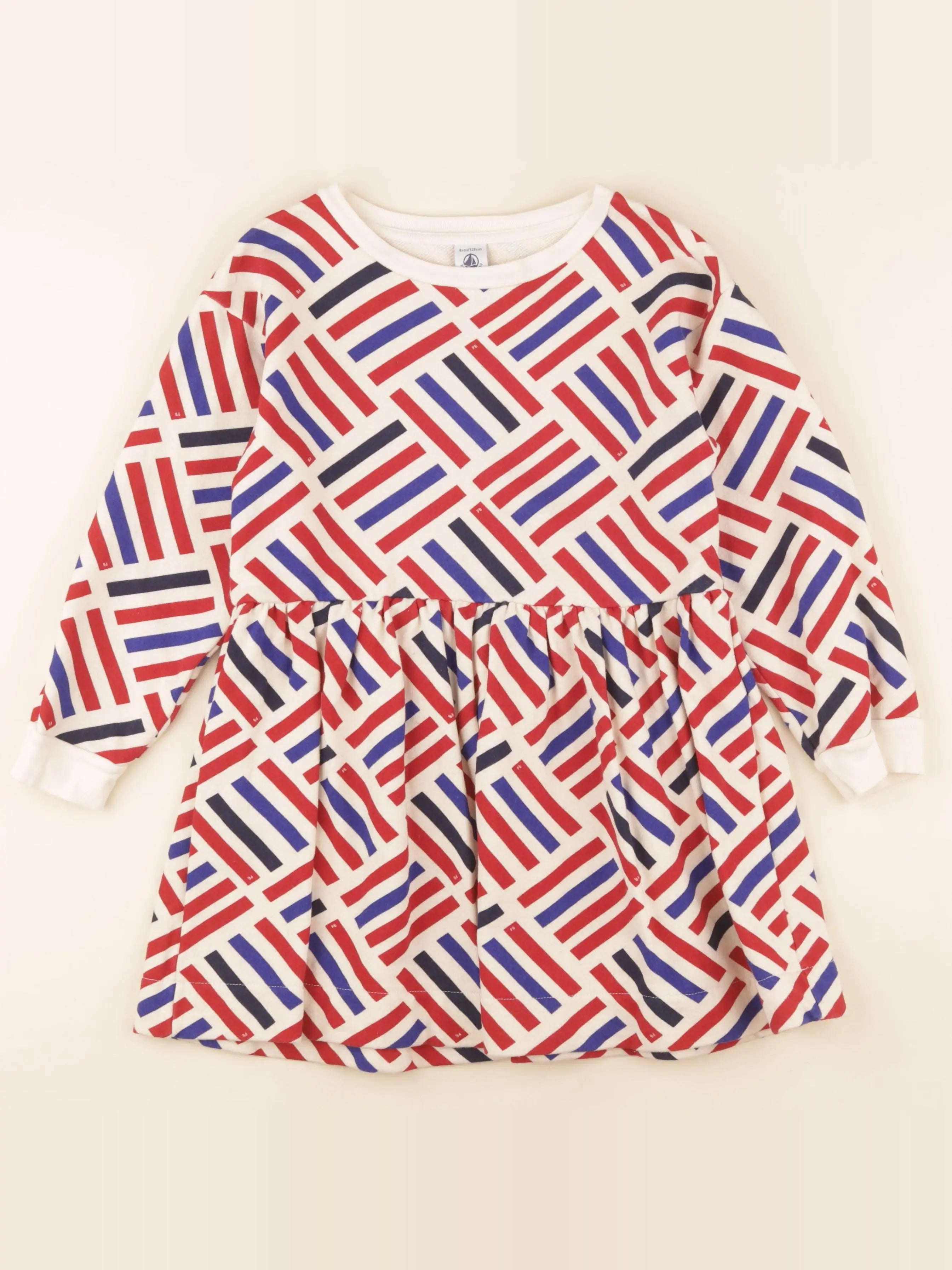 Petit Bateau - robe bleu, rouge - 8 ans