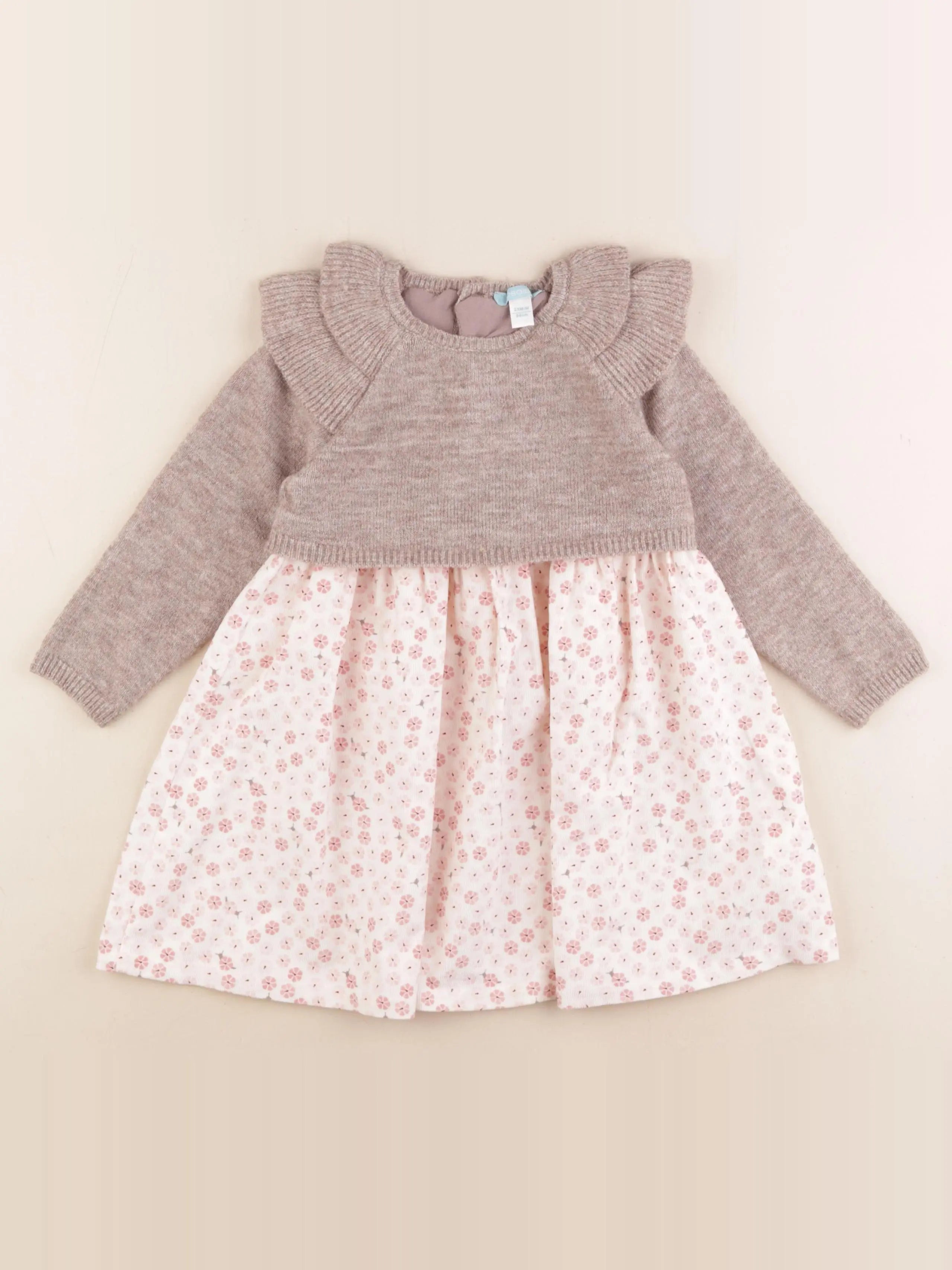 Obaïbi - robe beige, rose - 24 mois