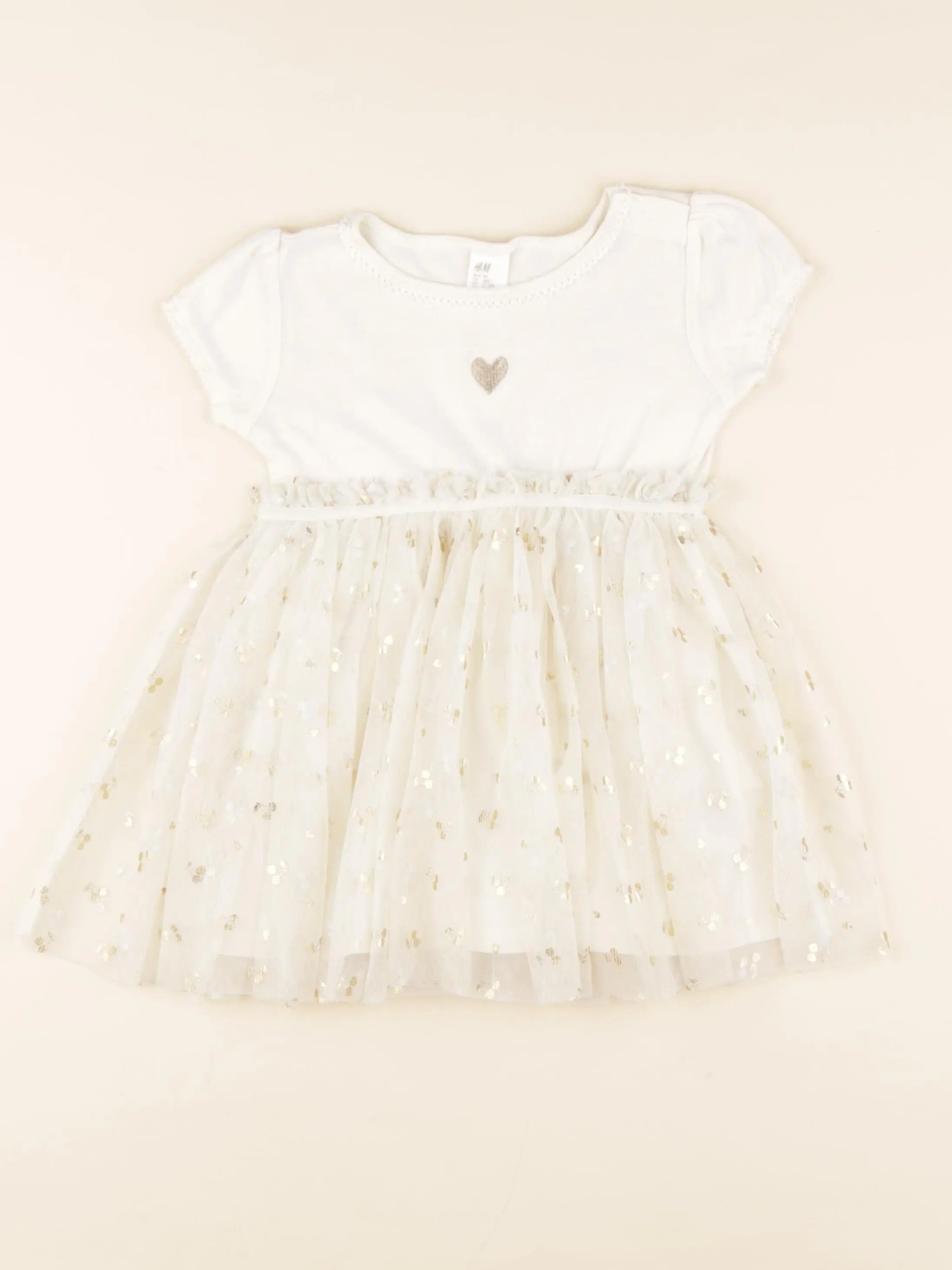 H&M - robe beige, or - 12/18 mois