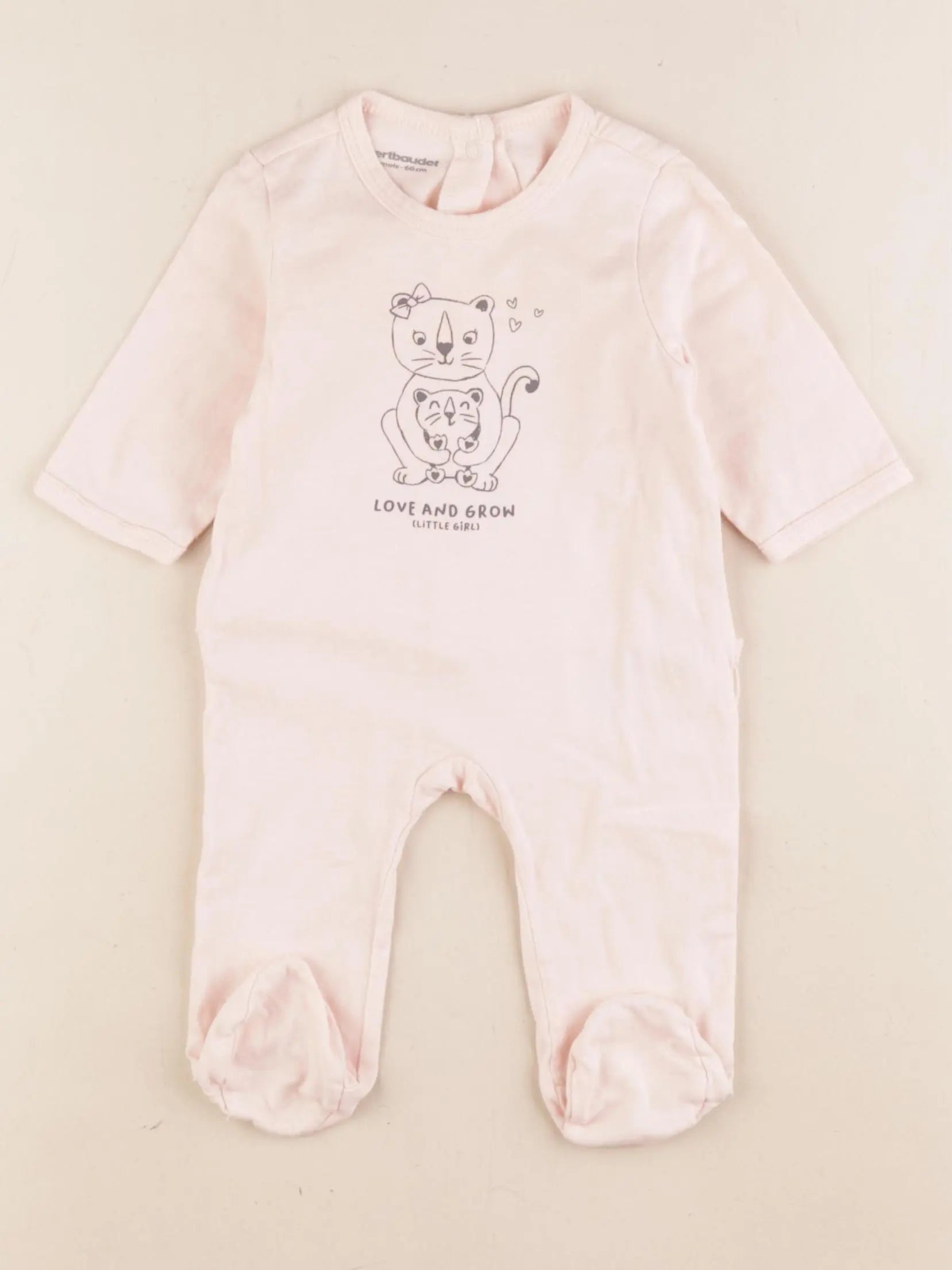 Vertbaudet - pyjama coton rose - 6 mois
