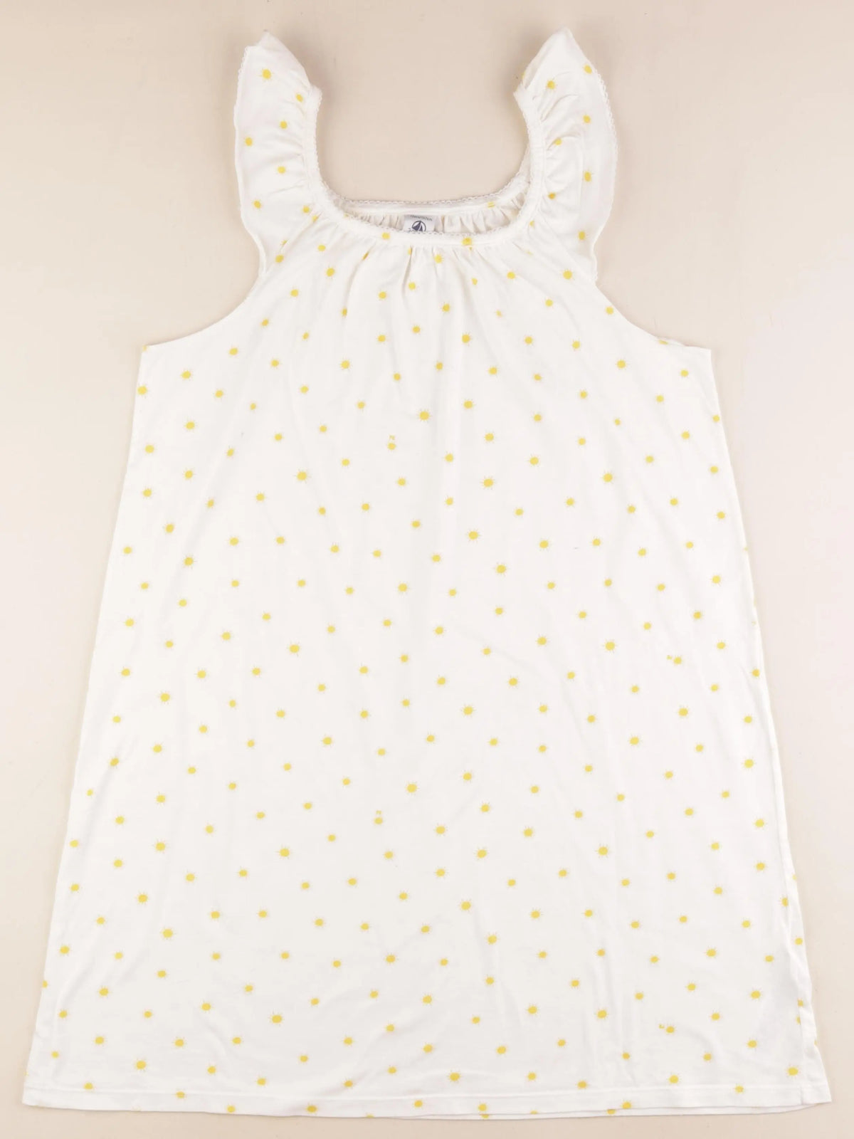 Petit Bateau - chemise de nuit coton blanc, jaune - 12 ans