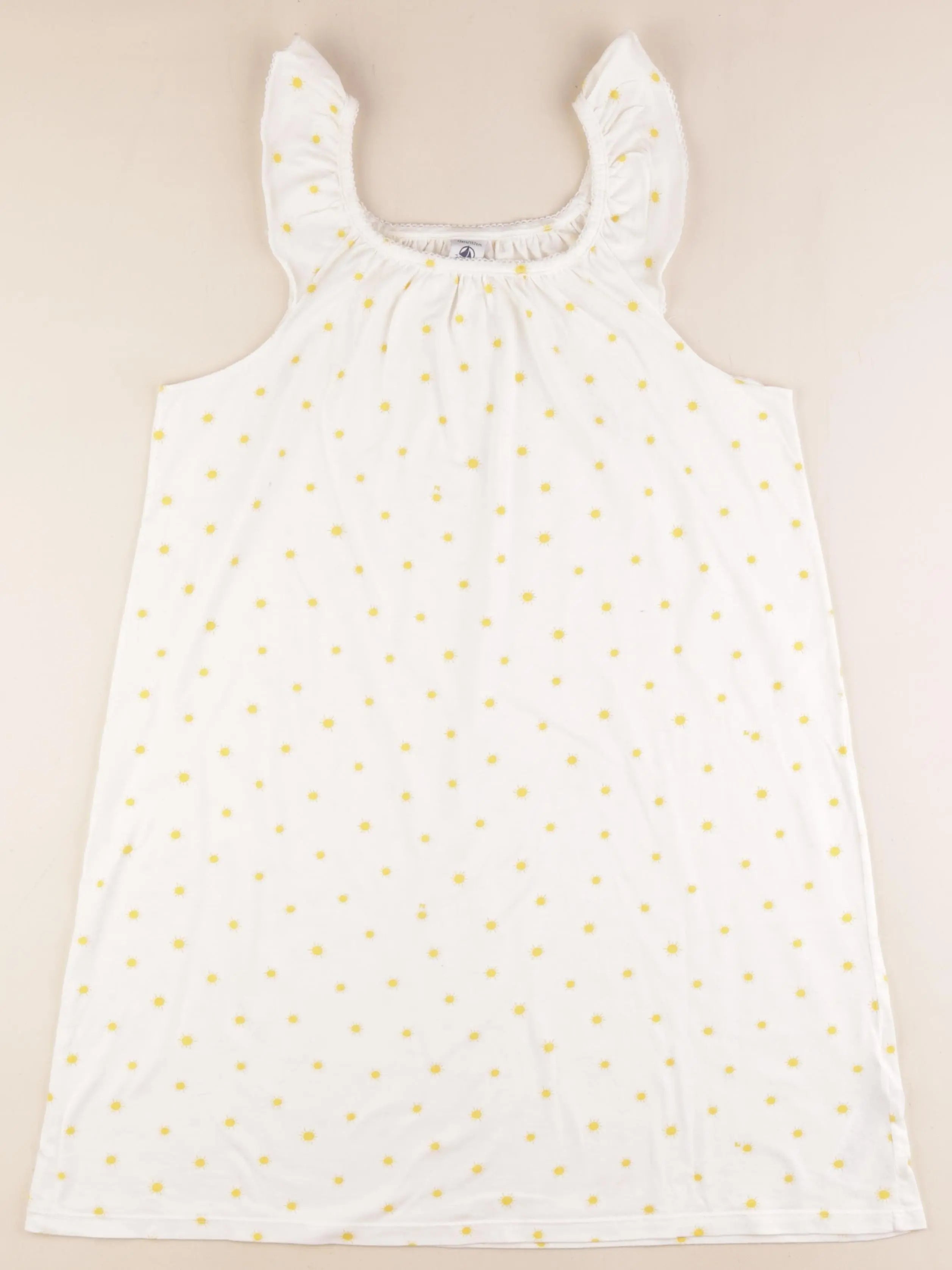 Petit Bateau - chemise de nuit coton blanc, jaune - 12 ans