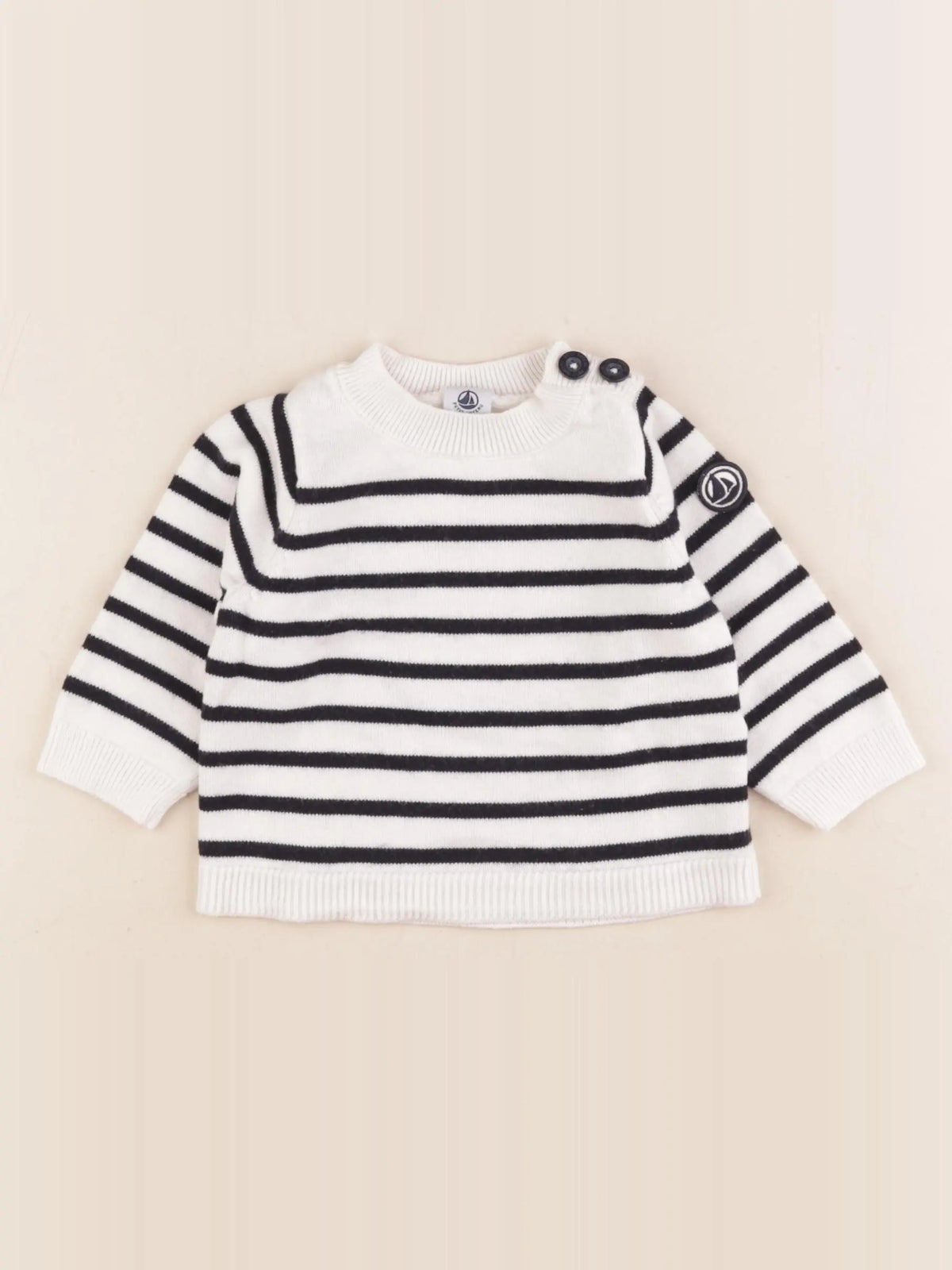 Petit Bateau - pull bleu, blanc - 12 mois