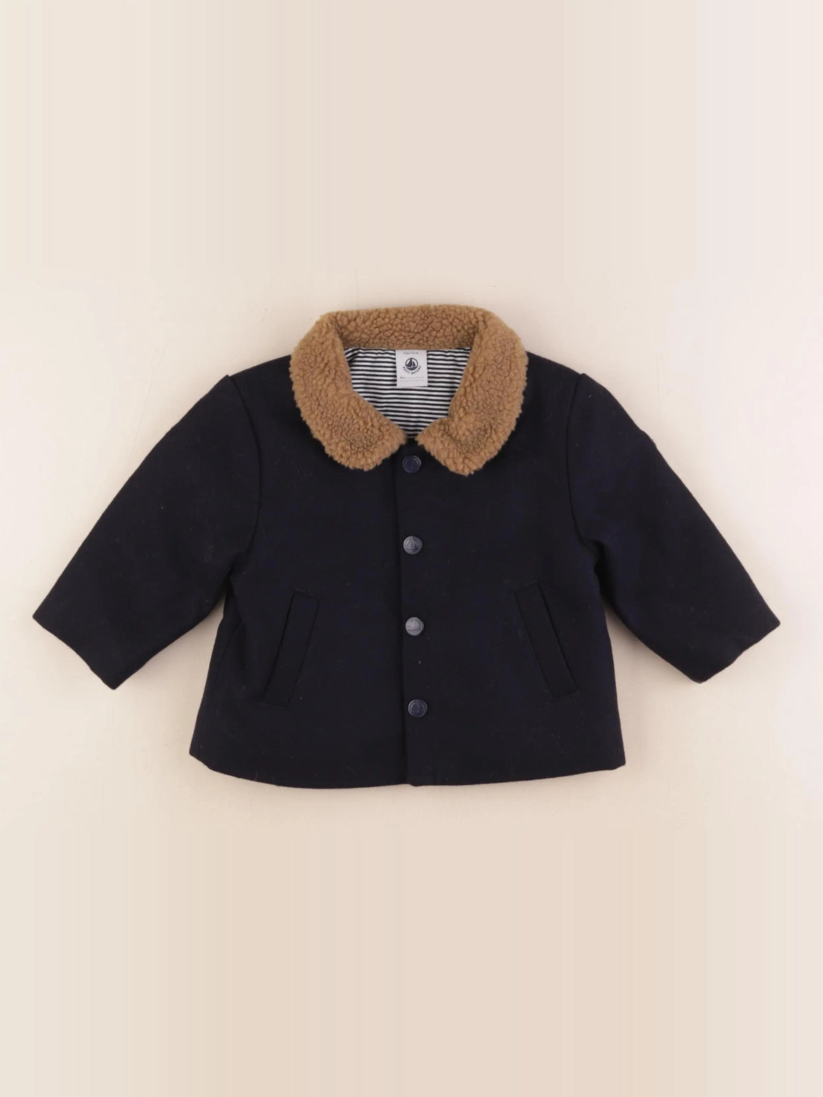 Petit Bateau - veste doublé bleu - 12 mois