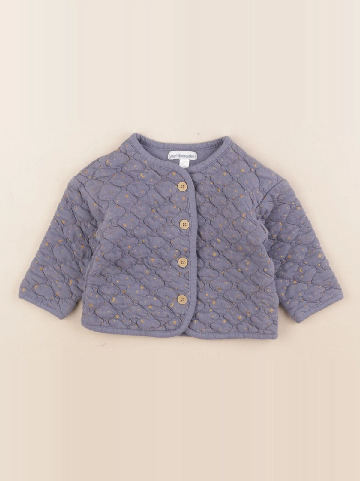 Vertbaudet - gilet bleu, or - 9 mois