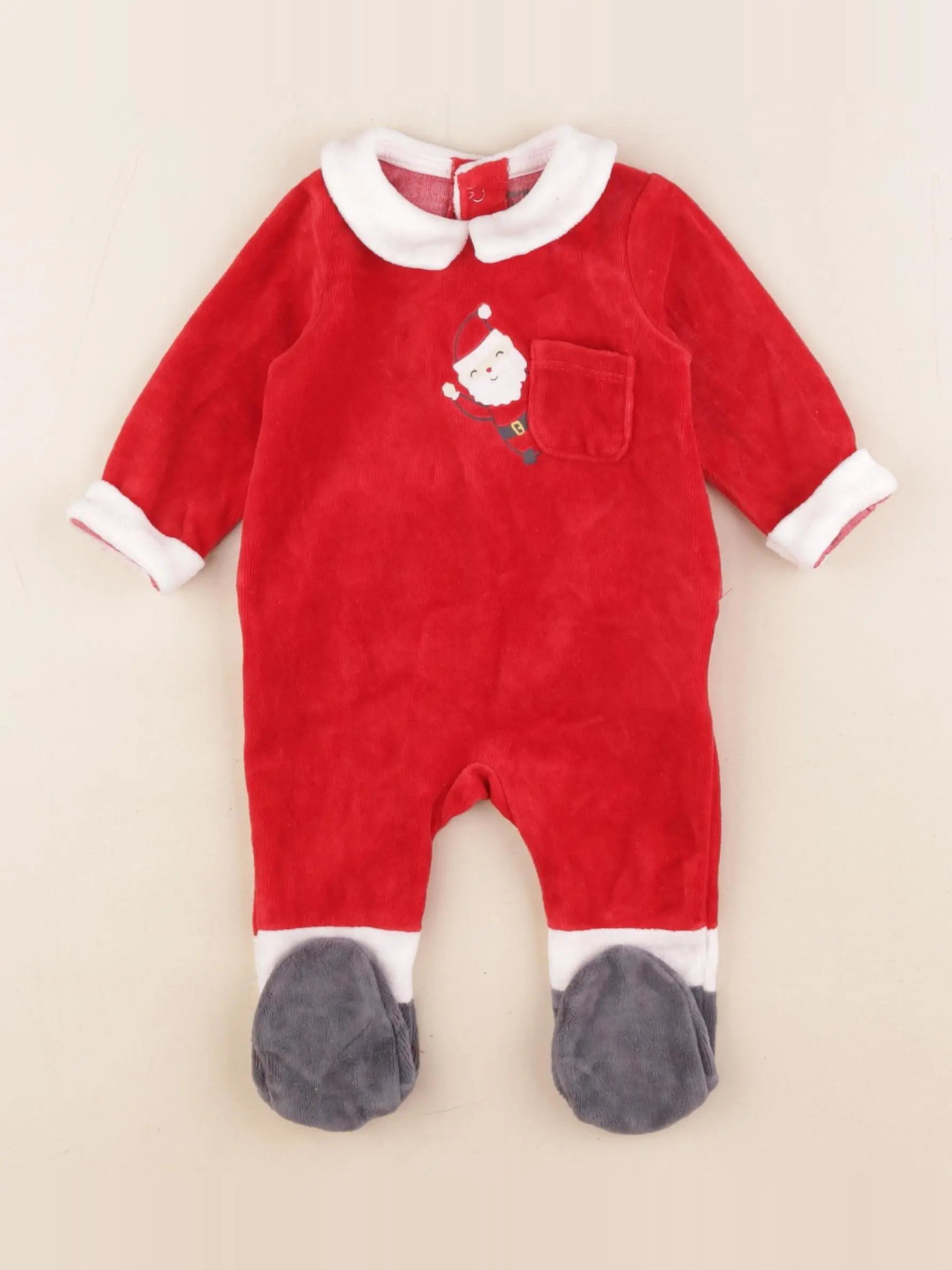Vertbaudet - pyjama velours rouge - 0 mois