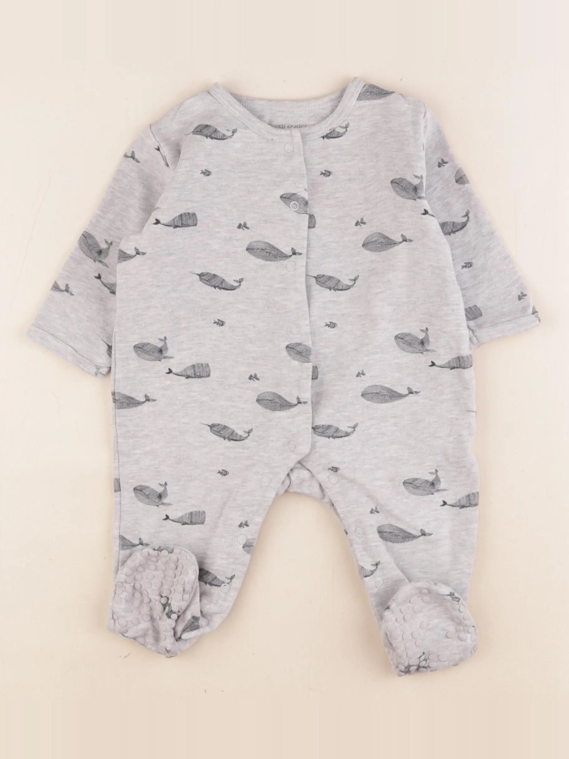 Vertbaudet - pyjama coton gris - 9 mois