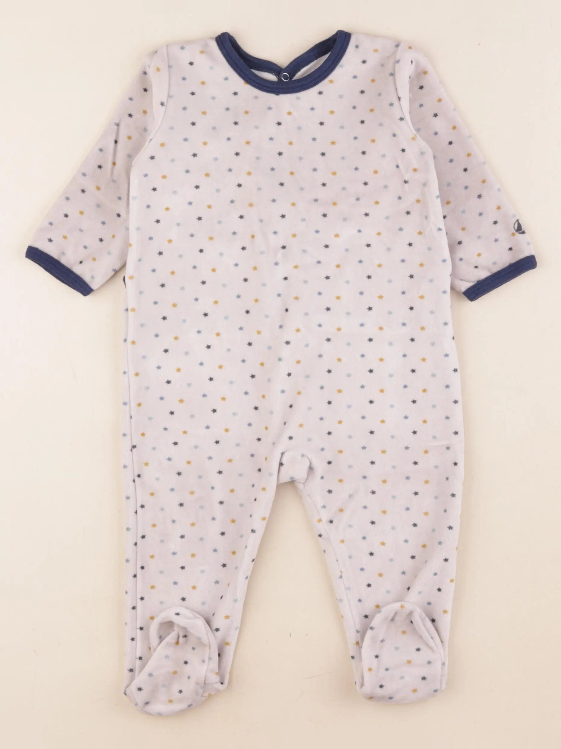 Petit Bateau - pyjama velours blanc, bleu - 12 mois