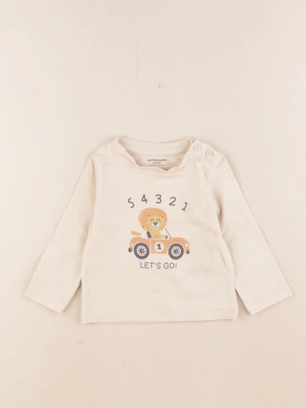 Vertbaudet - tee-shirt beige - 6 mois