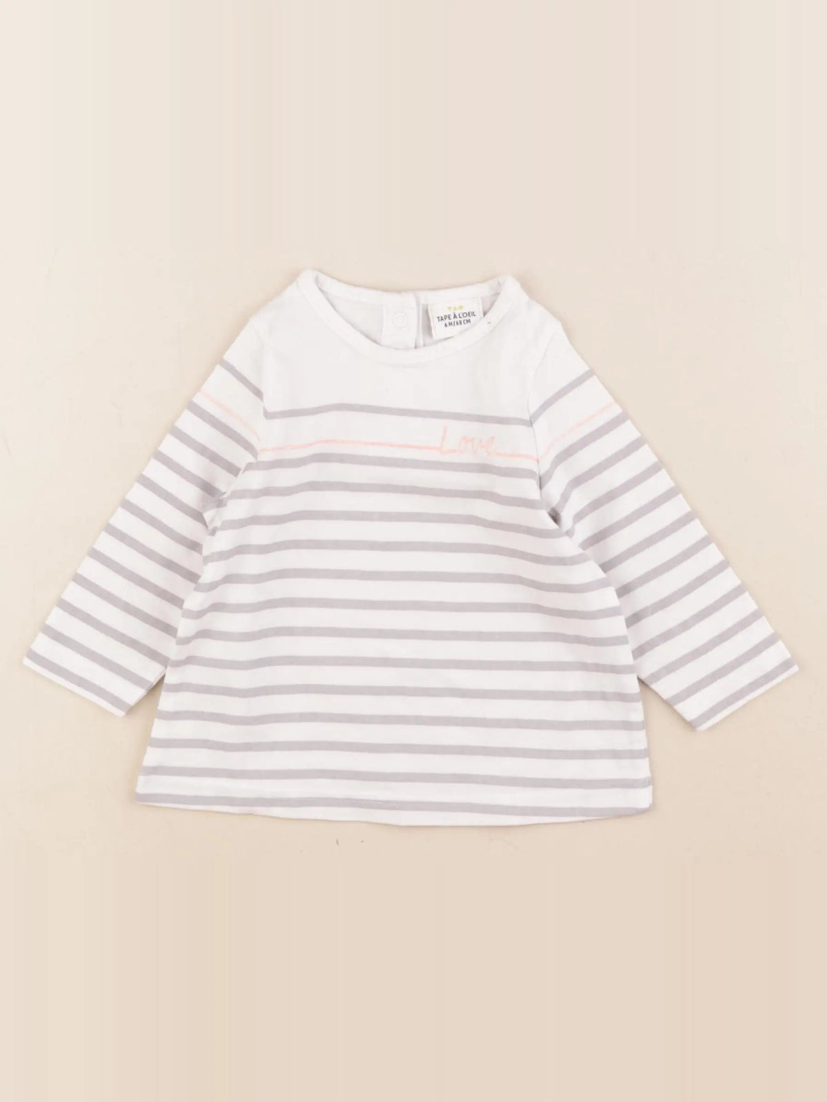 Tape à l'oeil - tee-shirt blanc, gris - 6 mois