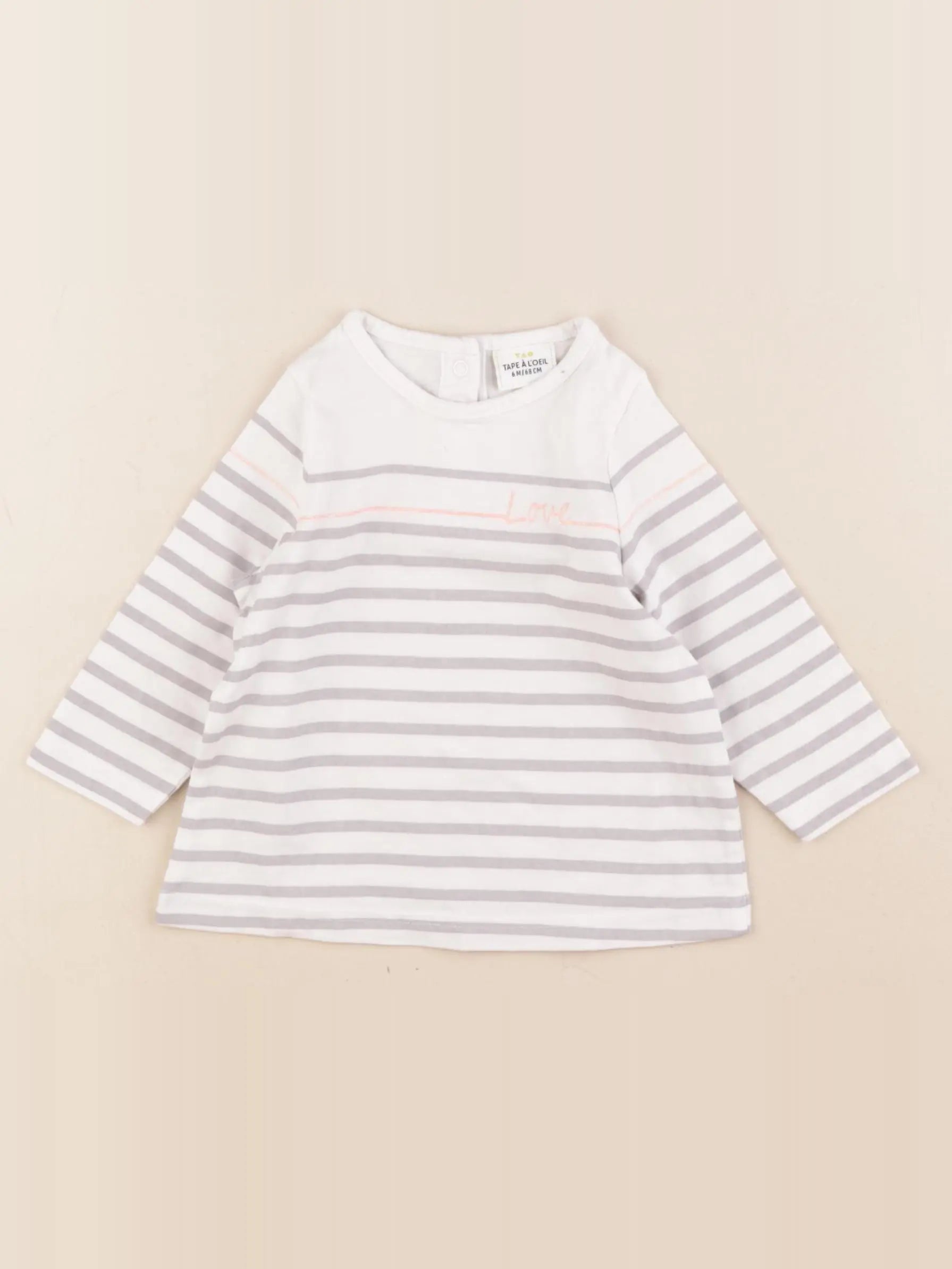 Tape à l'oeil - tee-shirt blanc, gris - 6 mois