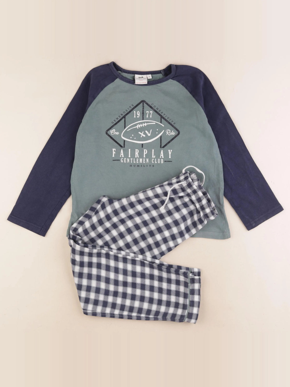 Cyrillus - pyjama coton bleu, vert - 8 ans