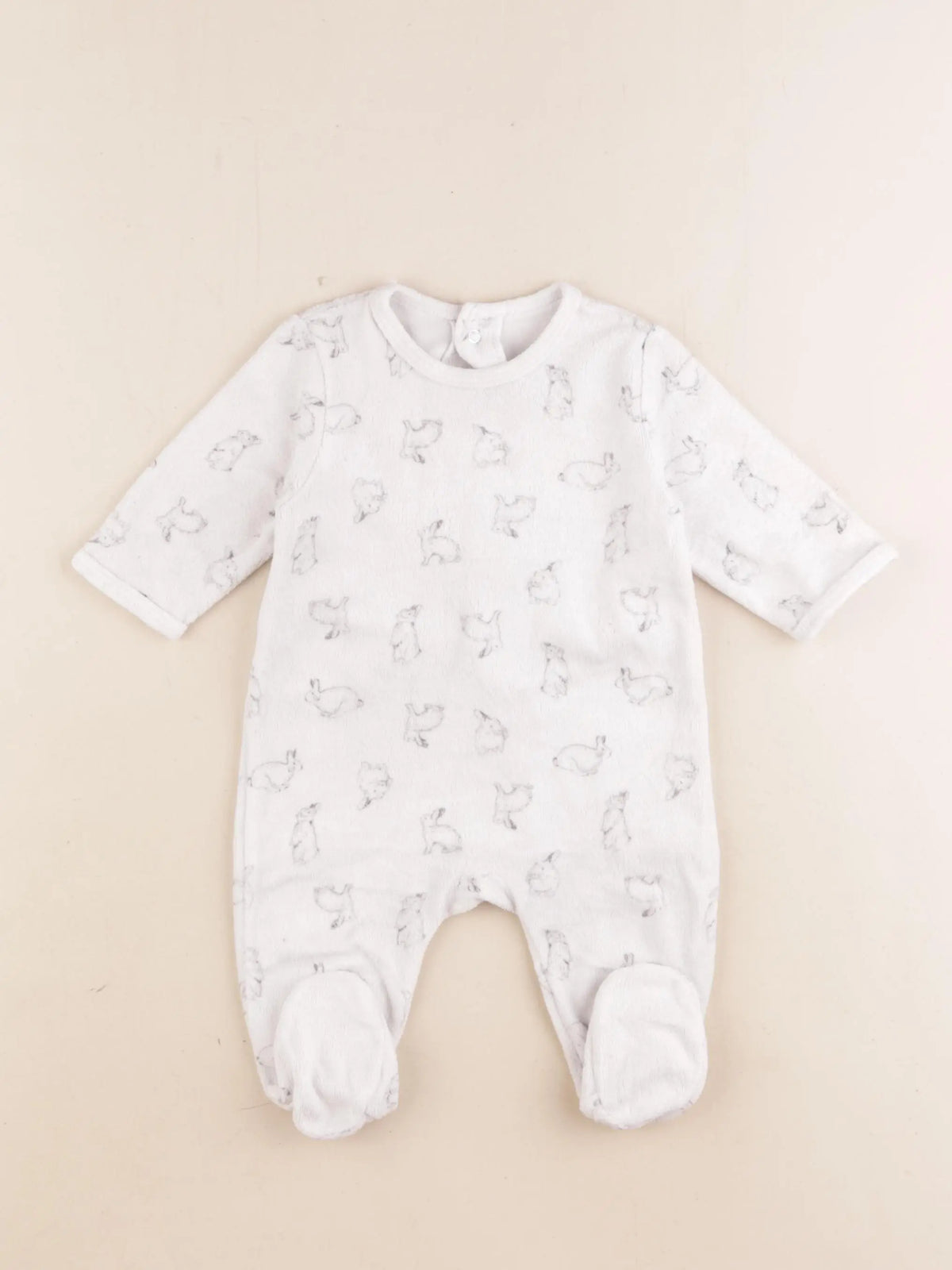 La Redoute - pyjama velours blanc, noir - 3 mois