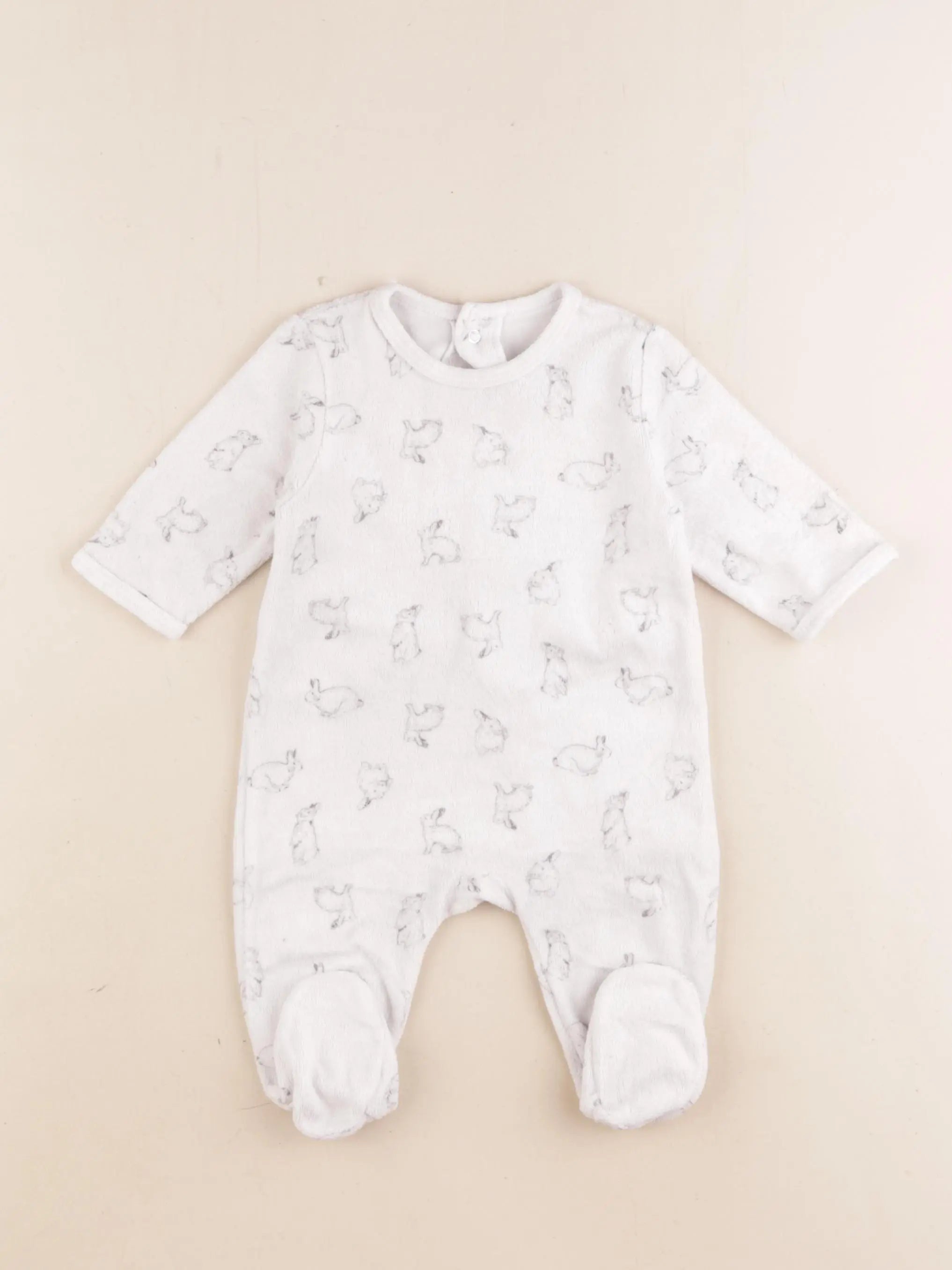 La Redoute - pyjama velours blanc, noir - 3 mois