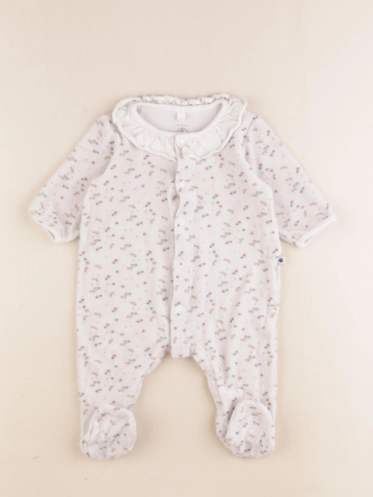 Petit Bateau - pyjama velours beige - 6 mois