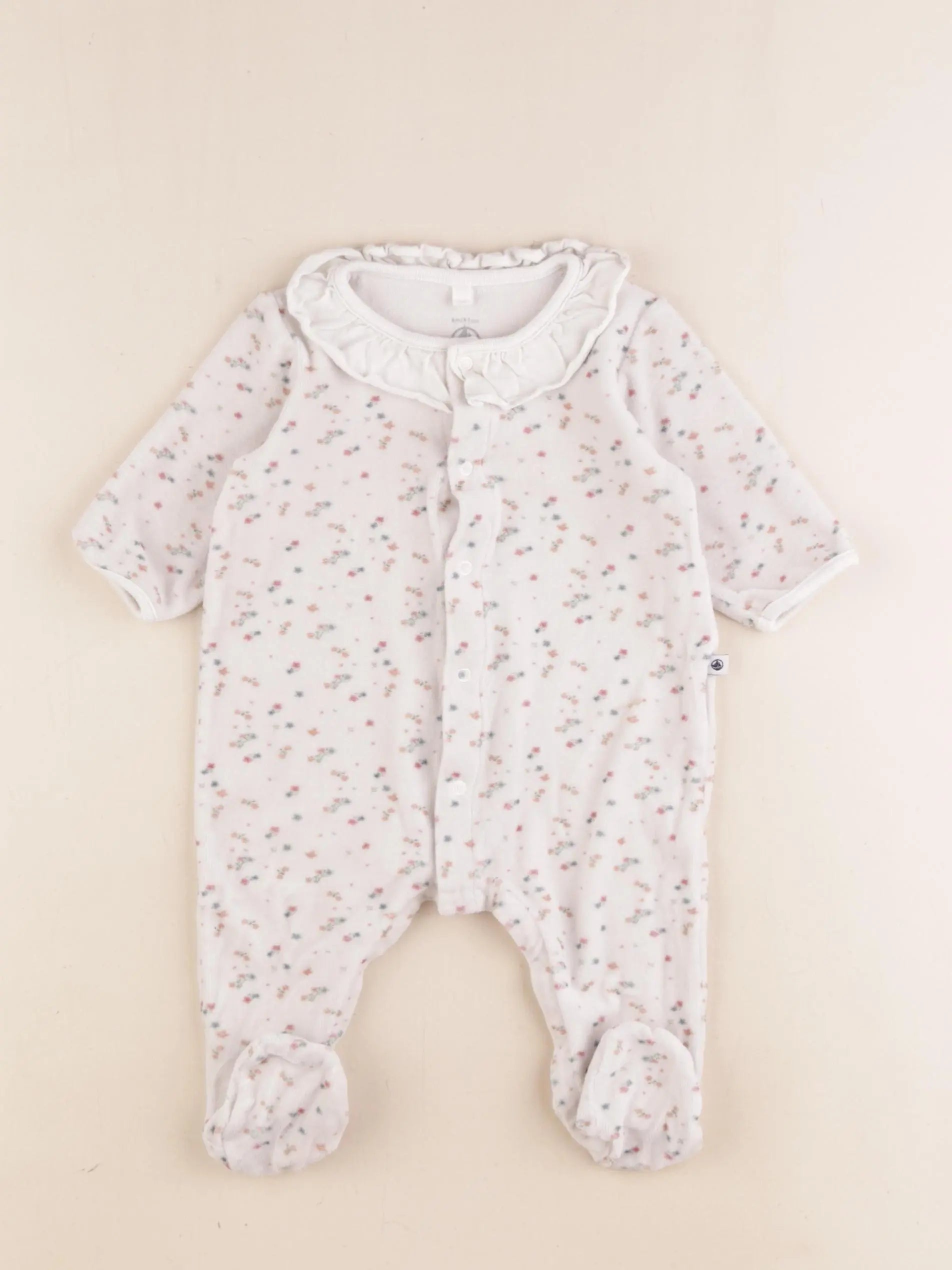 Petit Bateau - pyjama velours beige - 6 mois