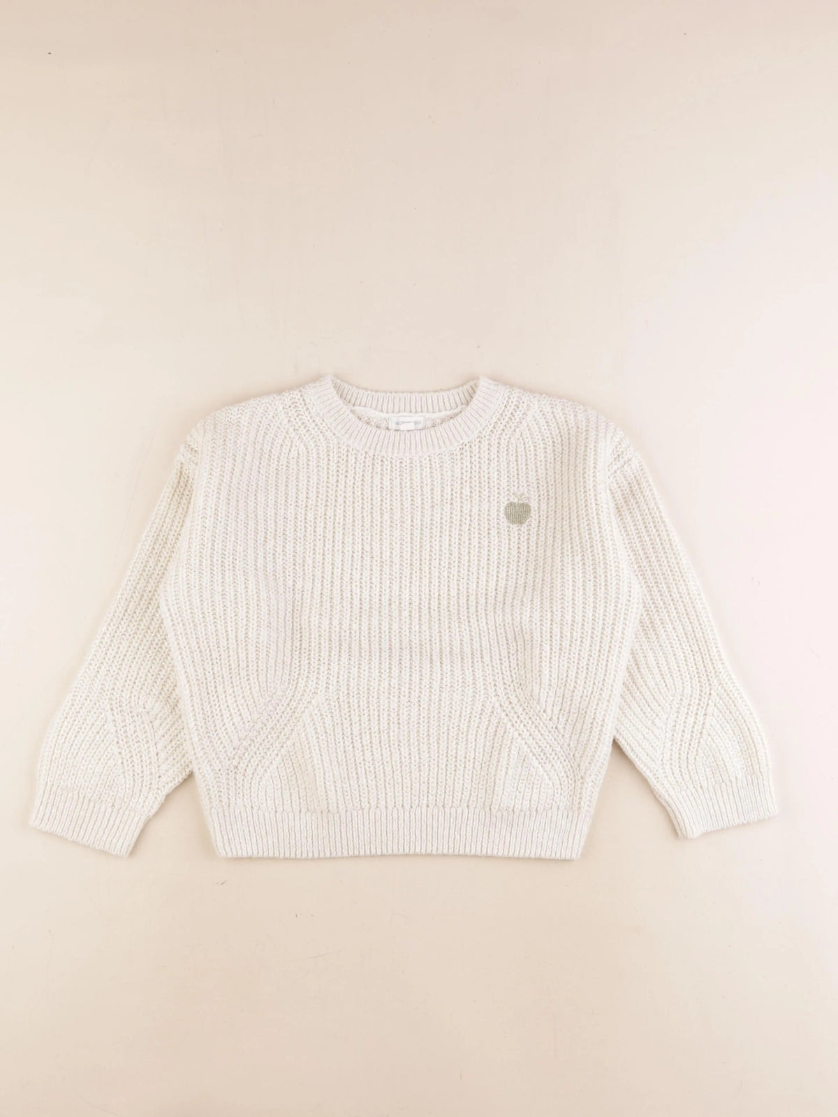 Vertbaudet - pull beige, argent - 8 ans